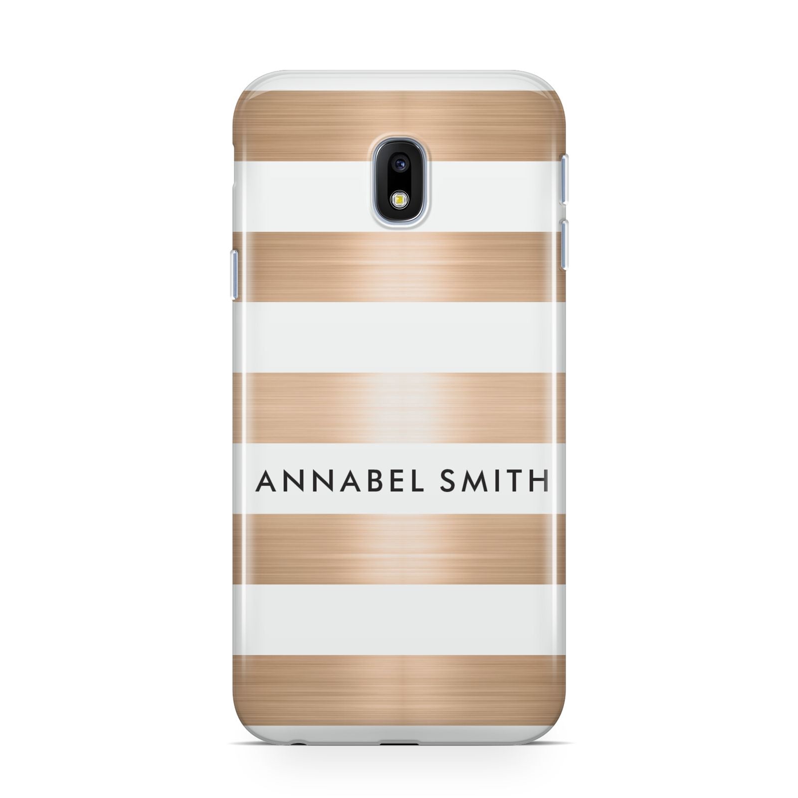 Personalised Gold Striped Name Initials Samsung Galaxy J3 2017 Case