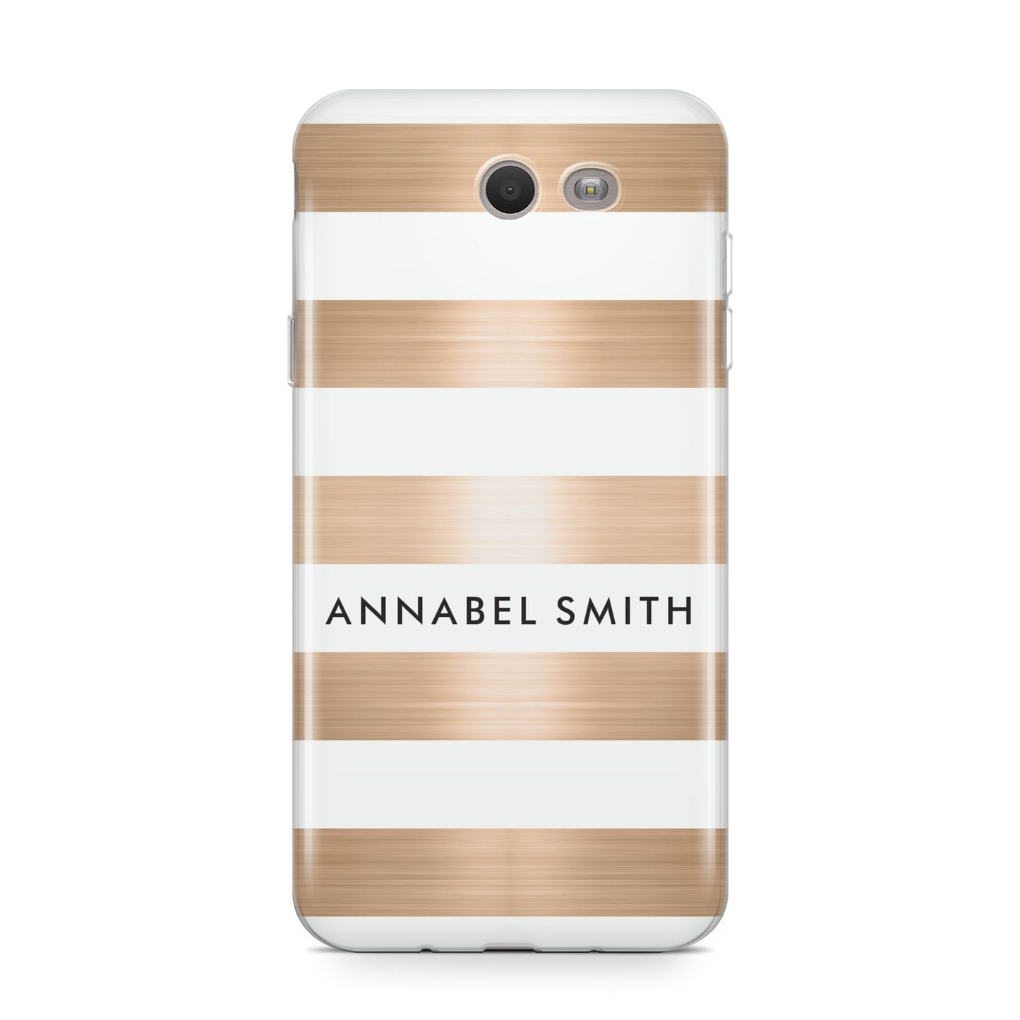 Personalised Gold Striped Name Initials Samsung Galaxy J7 2017 Case