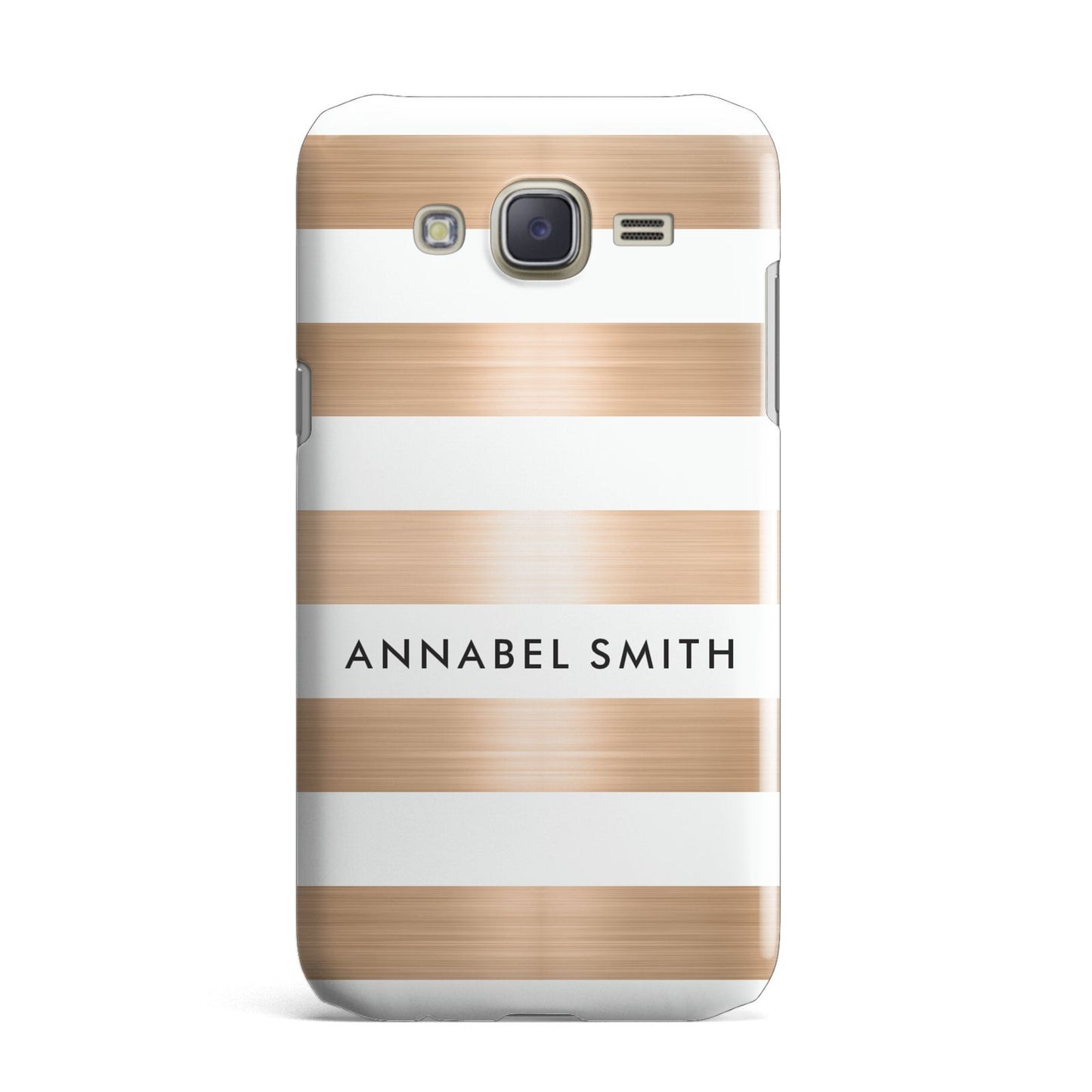 Personalised Gold Striped Name Initials Samsung Galaxy J7 Case