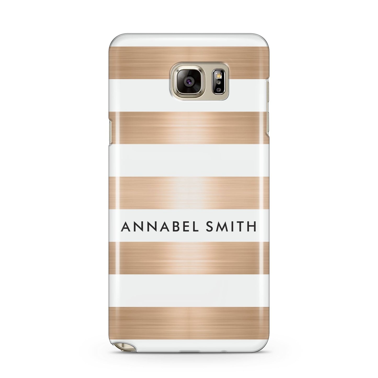 Personalised Gold Striped Name Initials Samsung Galaxy Note 5 Case