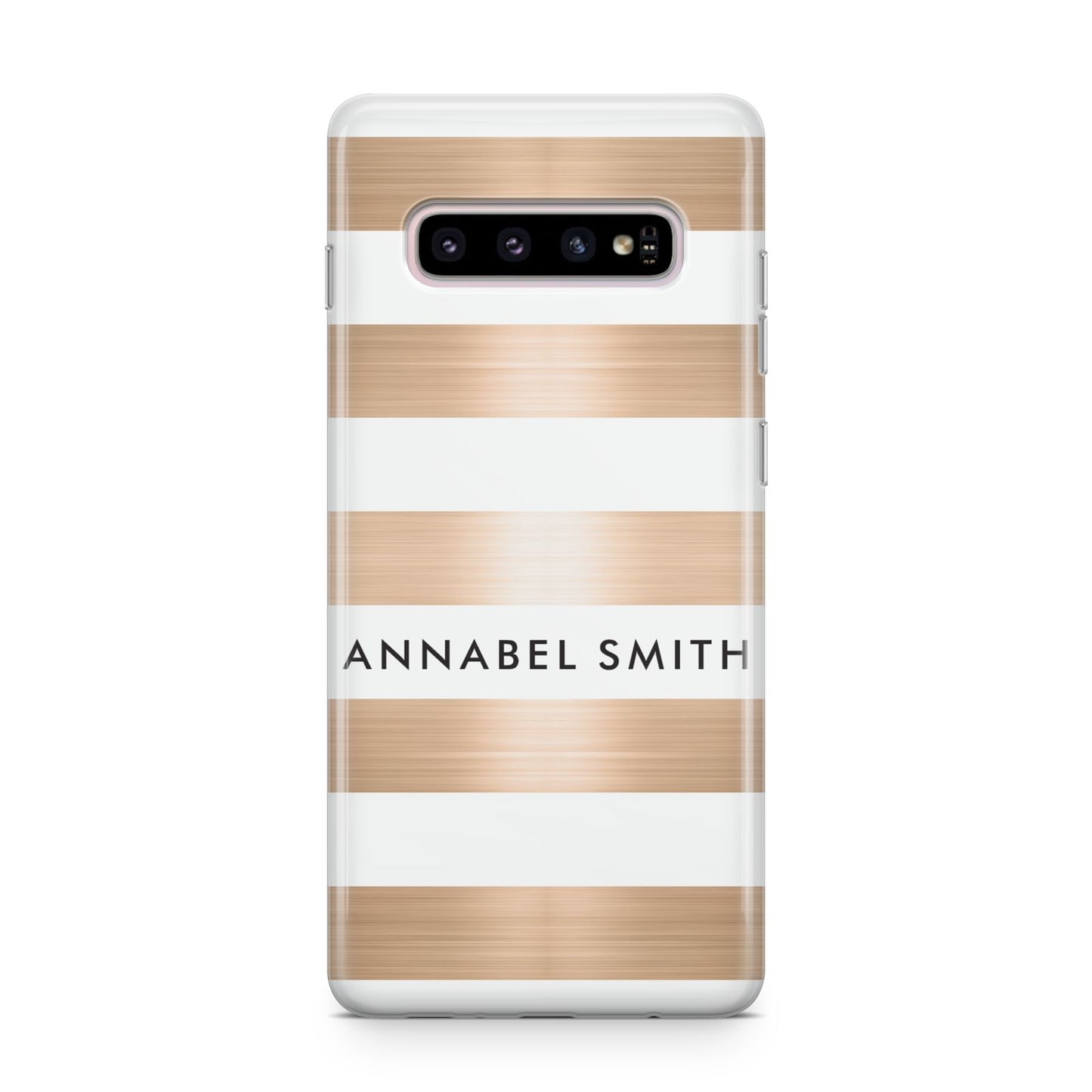 Personalised Gold Striped Name Initials Samsung Galaxy S10 Plus Case