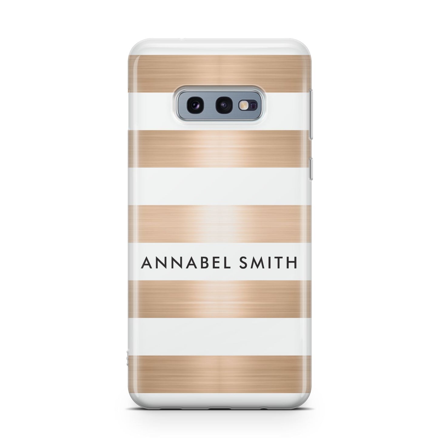 Personalised Gold Striped Name Initials Samsung Galaxy S10E Case