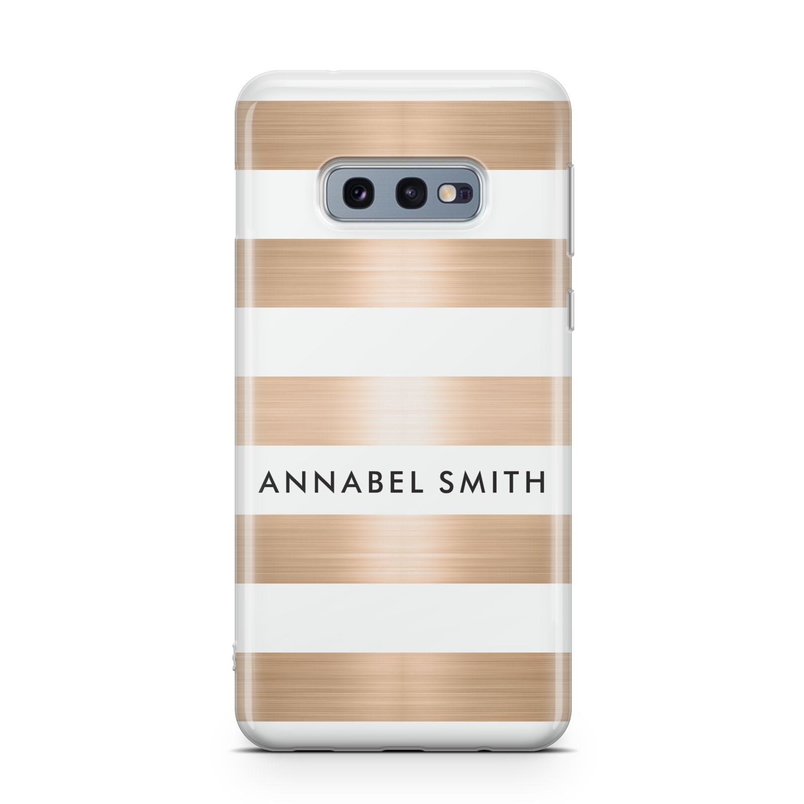 Personalised Gold Striped Name Initials Samsung Galaxy S10E Case