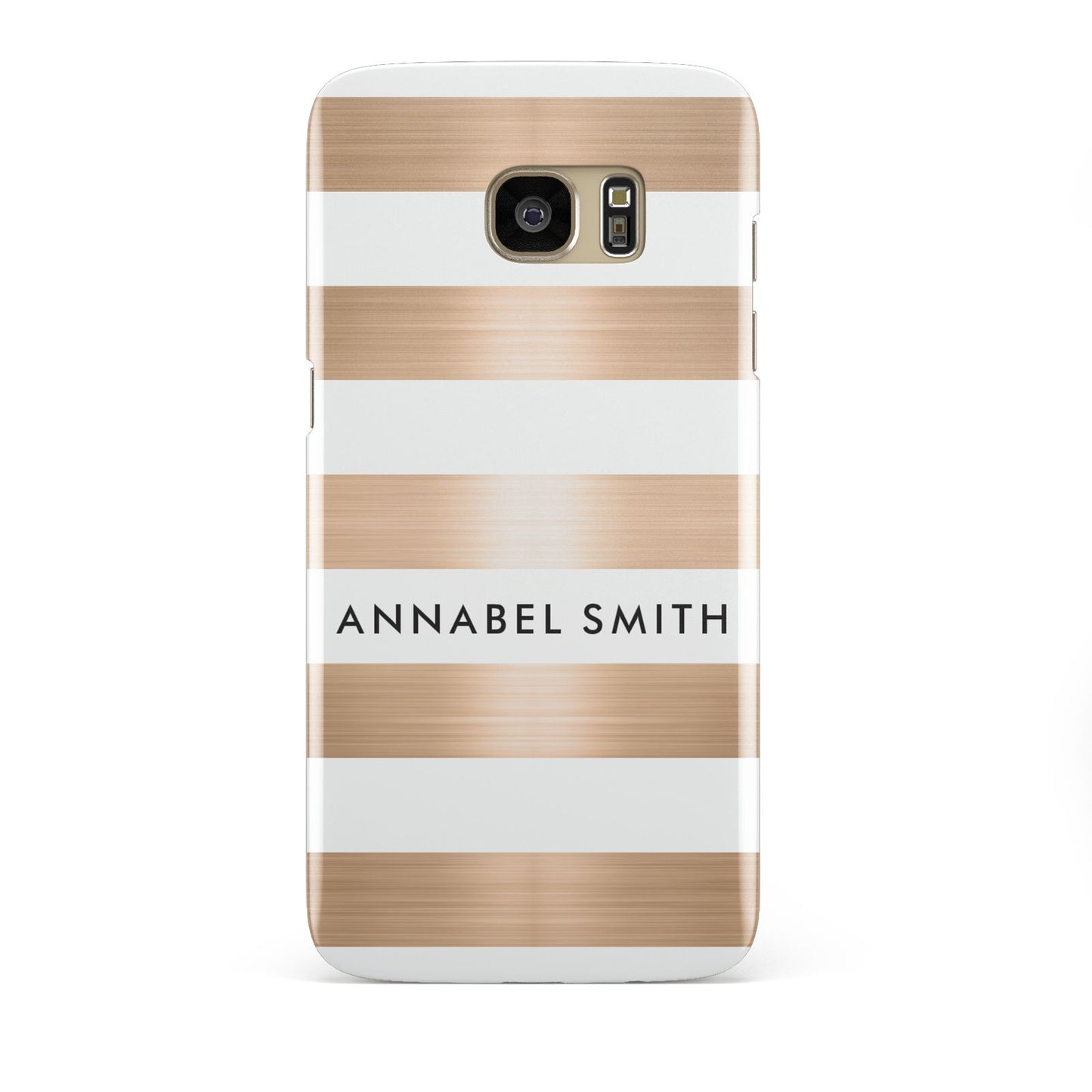 Personalised Gold Striped Name Initials Samsung Galaxy S7 Edge Case