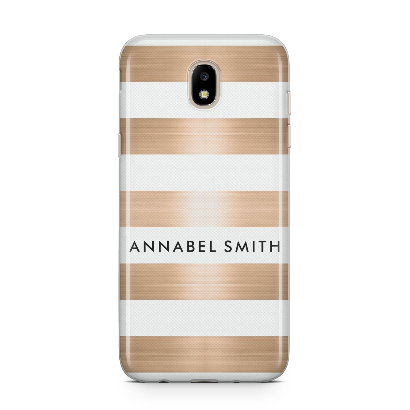 Personalised Gold Striped Name Initials Samsung J5 2017 Case