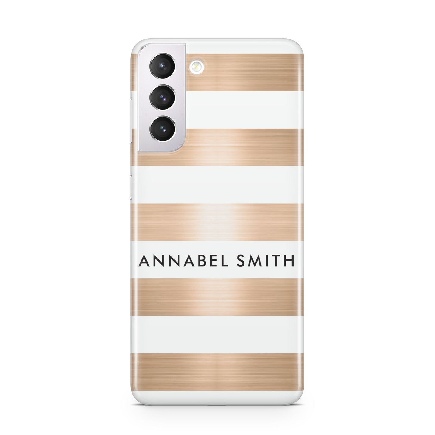 Personalised Gold Striped Name Initials Samsung S21 Case