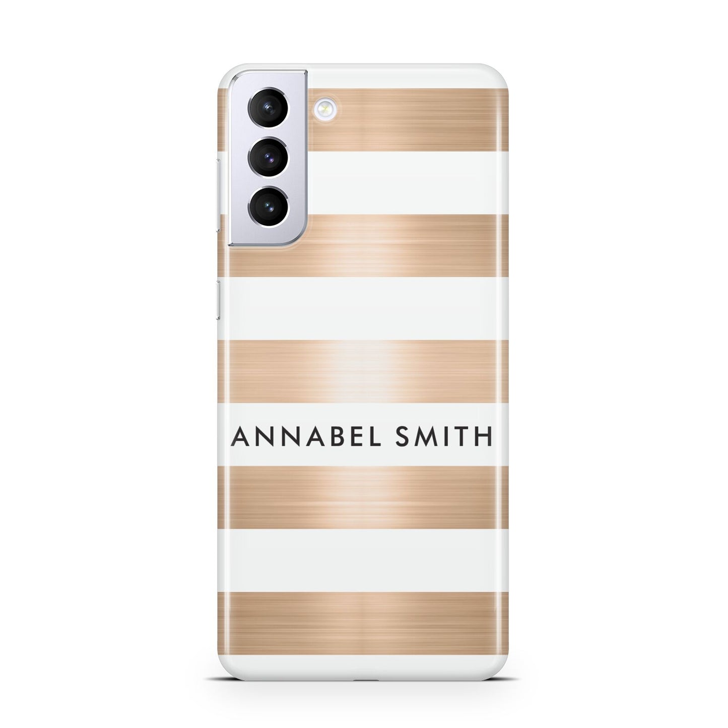 Personalised Gold Striped Name Initials Samsung S21 Plus Case