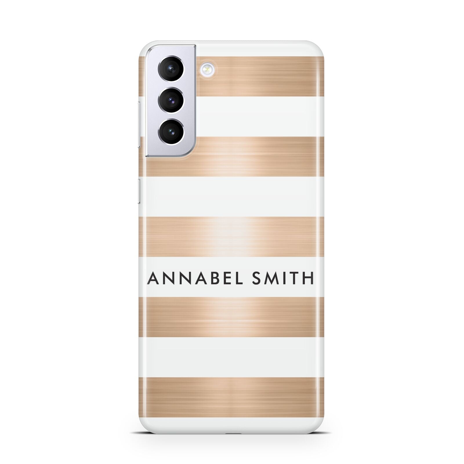 Personalised Gold Striped Name Initials Samsung S21 Plus Case