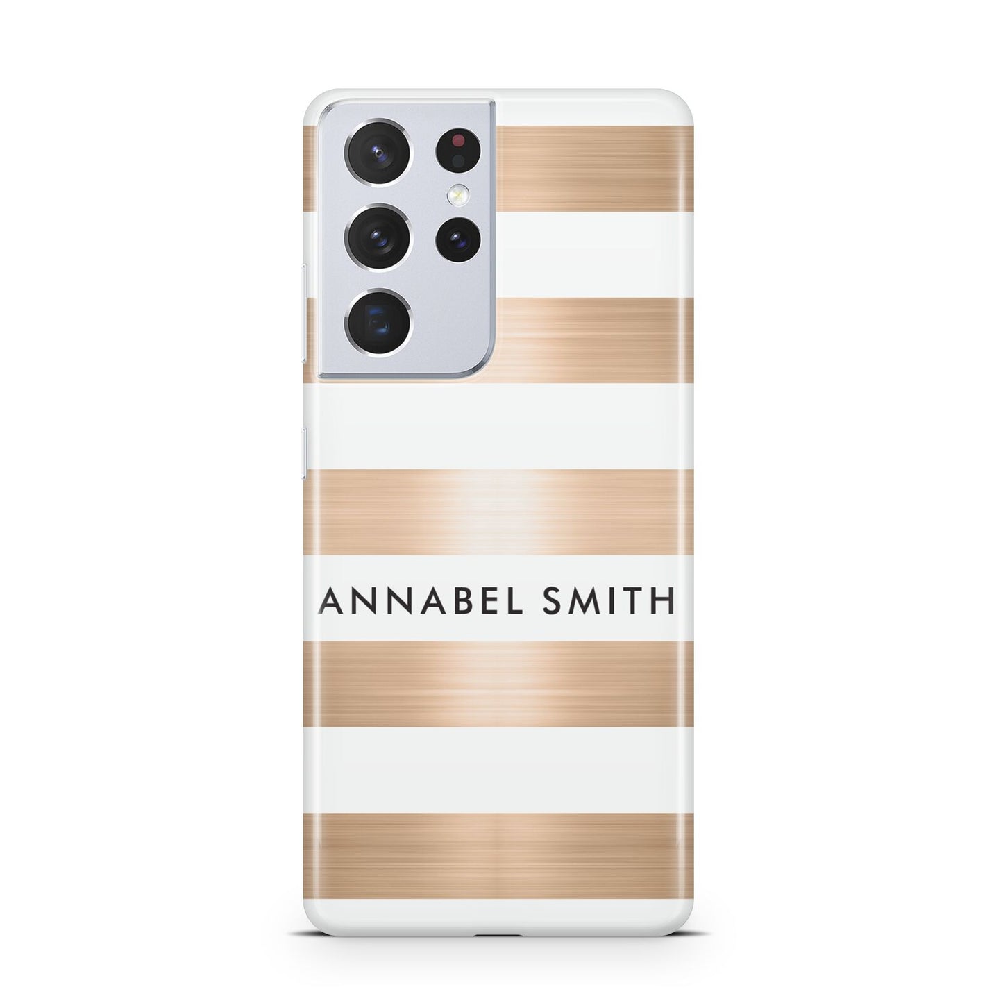 Personalised Gold Striped Name Initials Samsung S21 Ultra Case