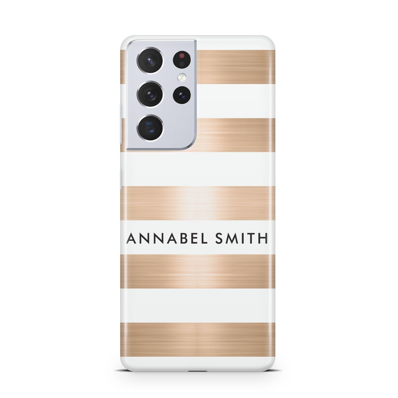 Personalised Gold Striped Name Initials Samsung S21 Ultra Case