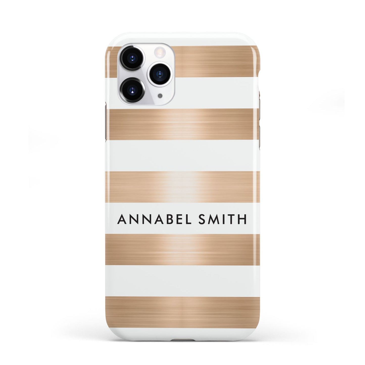 Personalised Gold Striped Name Initials iPhone 11 Pro 3D Tough Case