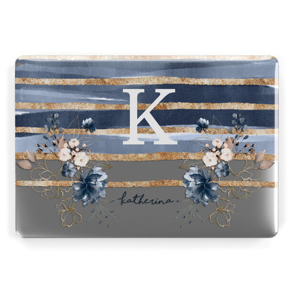 Personalised Gold Striped Watercolour Apple MacBook Case