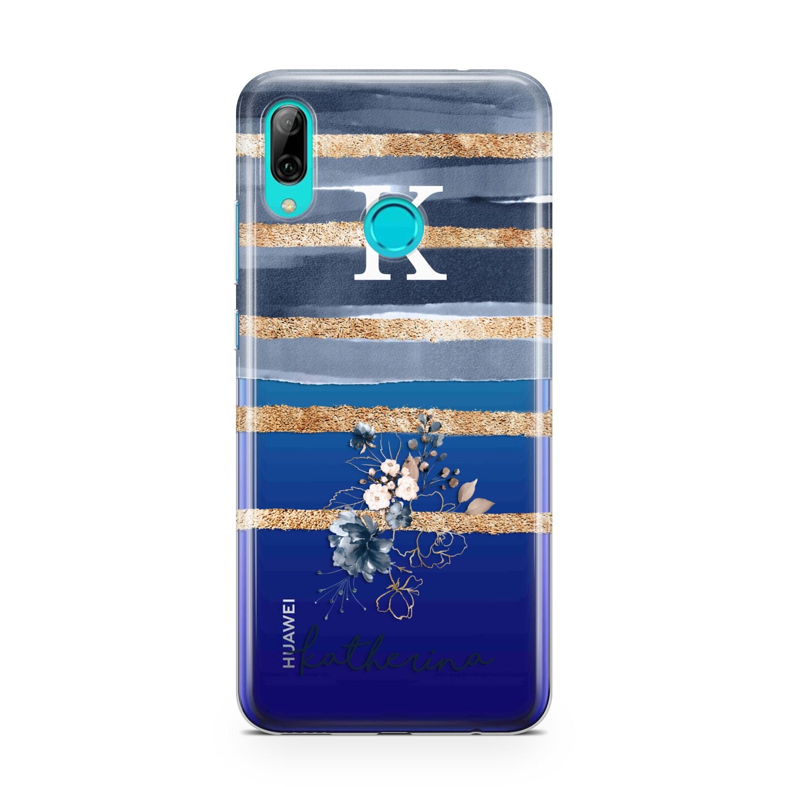 Personalised Gold Striped Watercolour Huawei P Smart 2019 Case