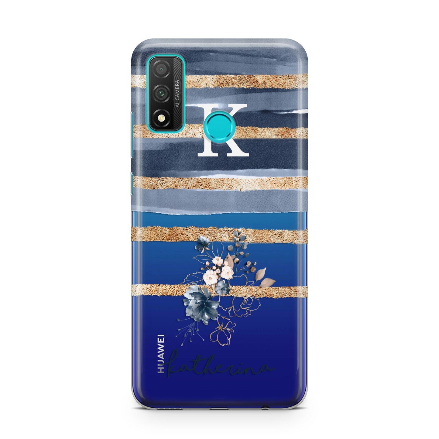 Personalised Gold Striped Watercolour Huawei P Smart 2020