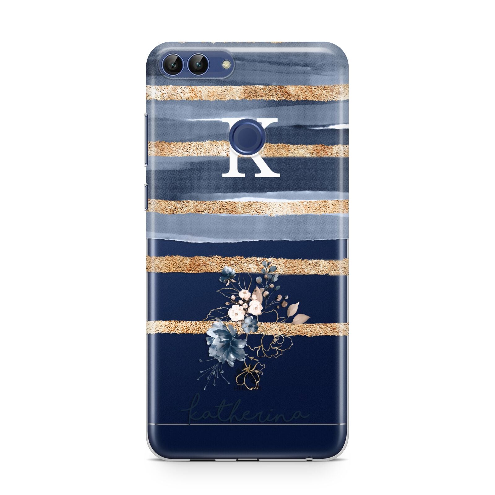 Personalised Gold Striped Watercolour Huawei P Smart Case