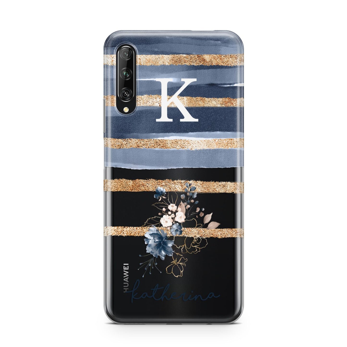 Personalised Gold Striped Watercolour Huawei P Smart Pro 2019