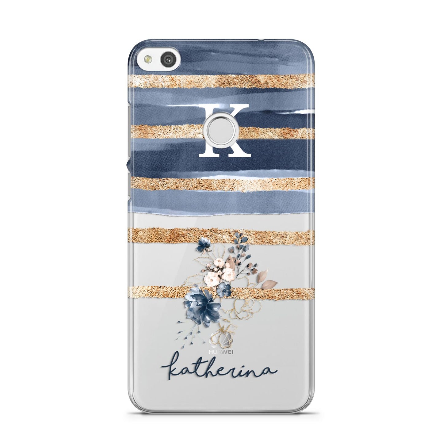 Personalised Gold Striped Watercolour Huawei P8 Lite Case