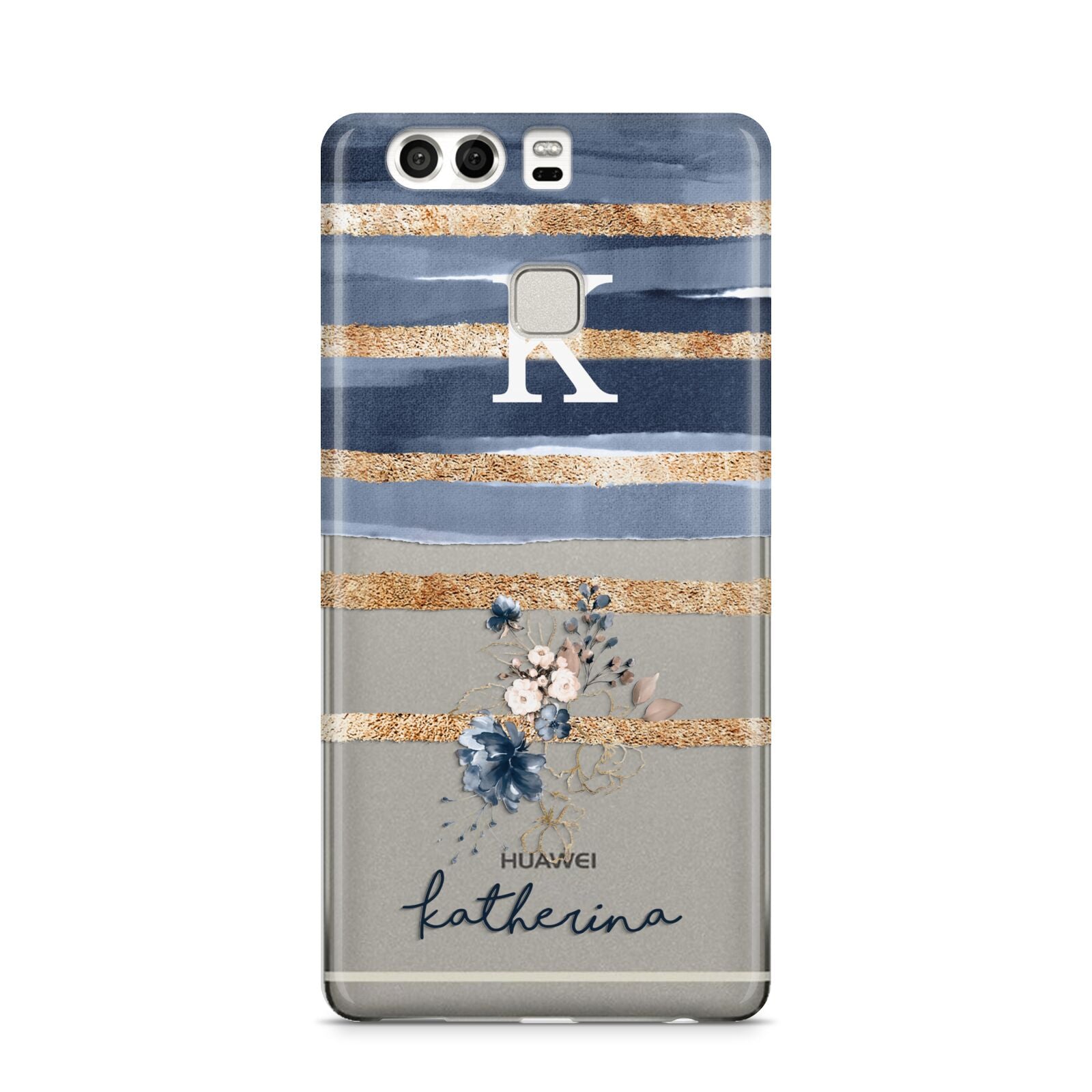 Personalised Gold Striped Watercolour Huawei P9 Case