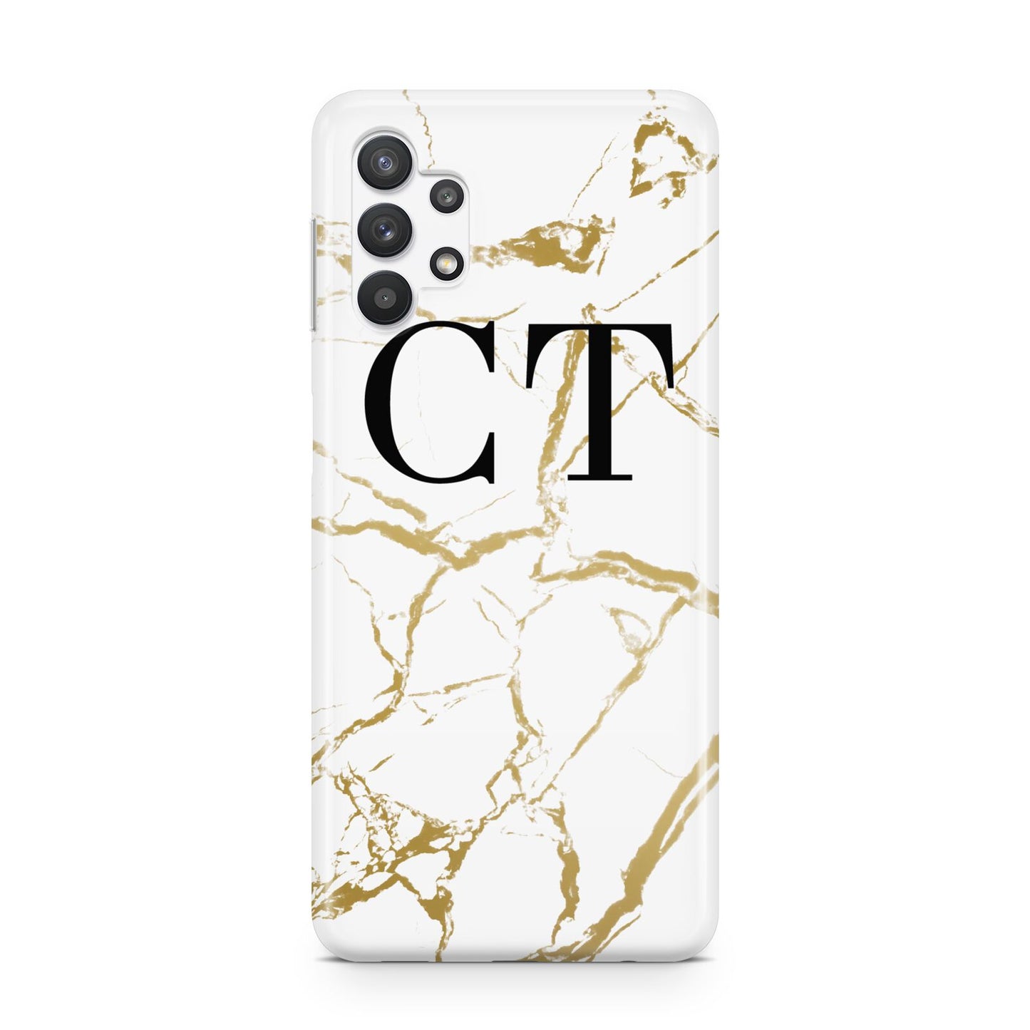 Personalised Gold Veins White Marble Monogram Samsung A32 5G Case