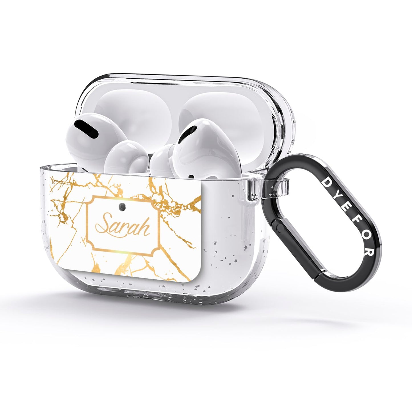 Personalised Gold White Marble Name AirPods Glitter Case 3rd Gen Side Image