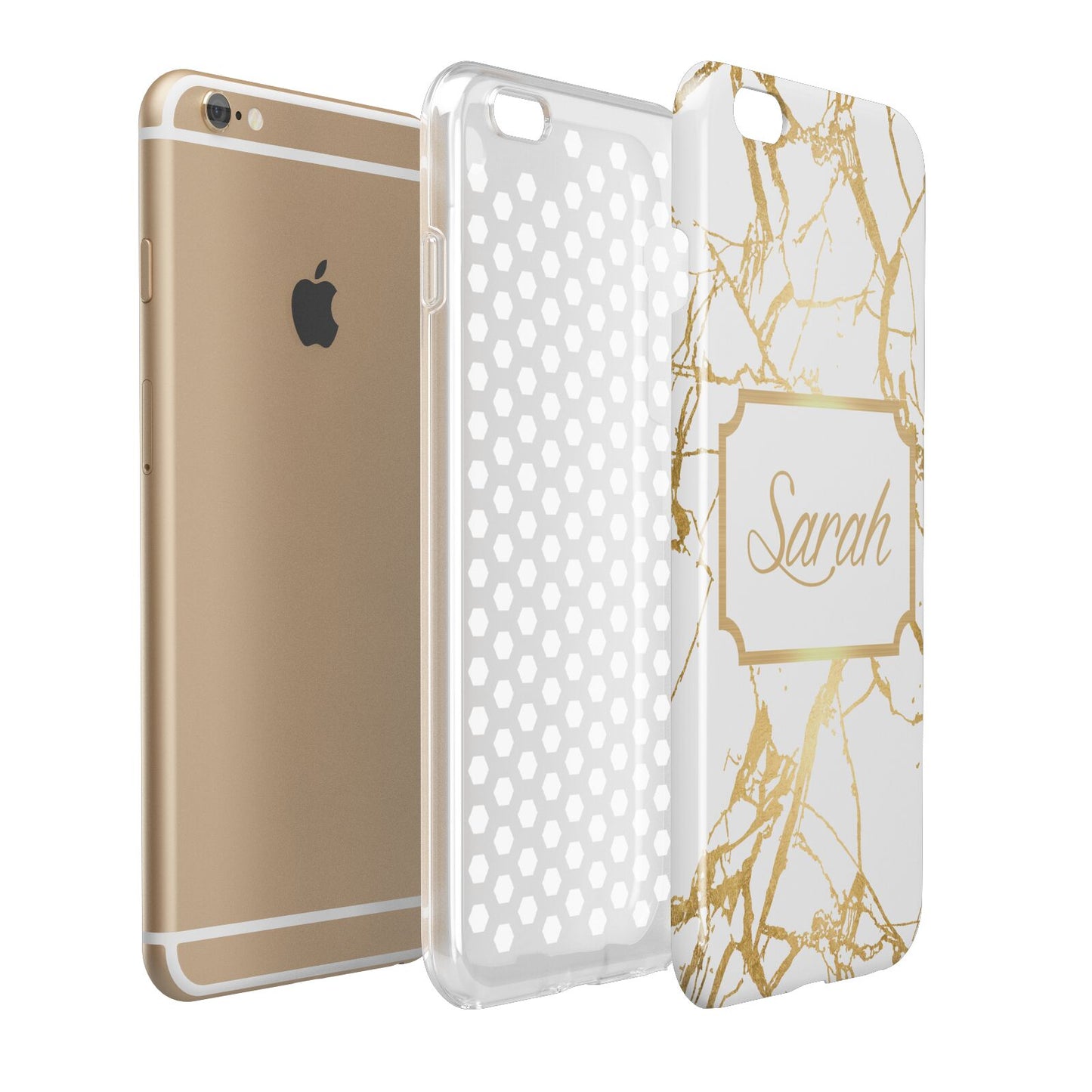 Personalised Gold White Marble Name Apple iPhone 6 Plus 3D Tough Case Expand Detail Image