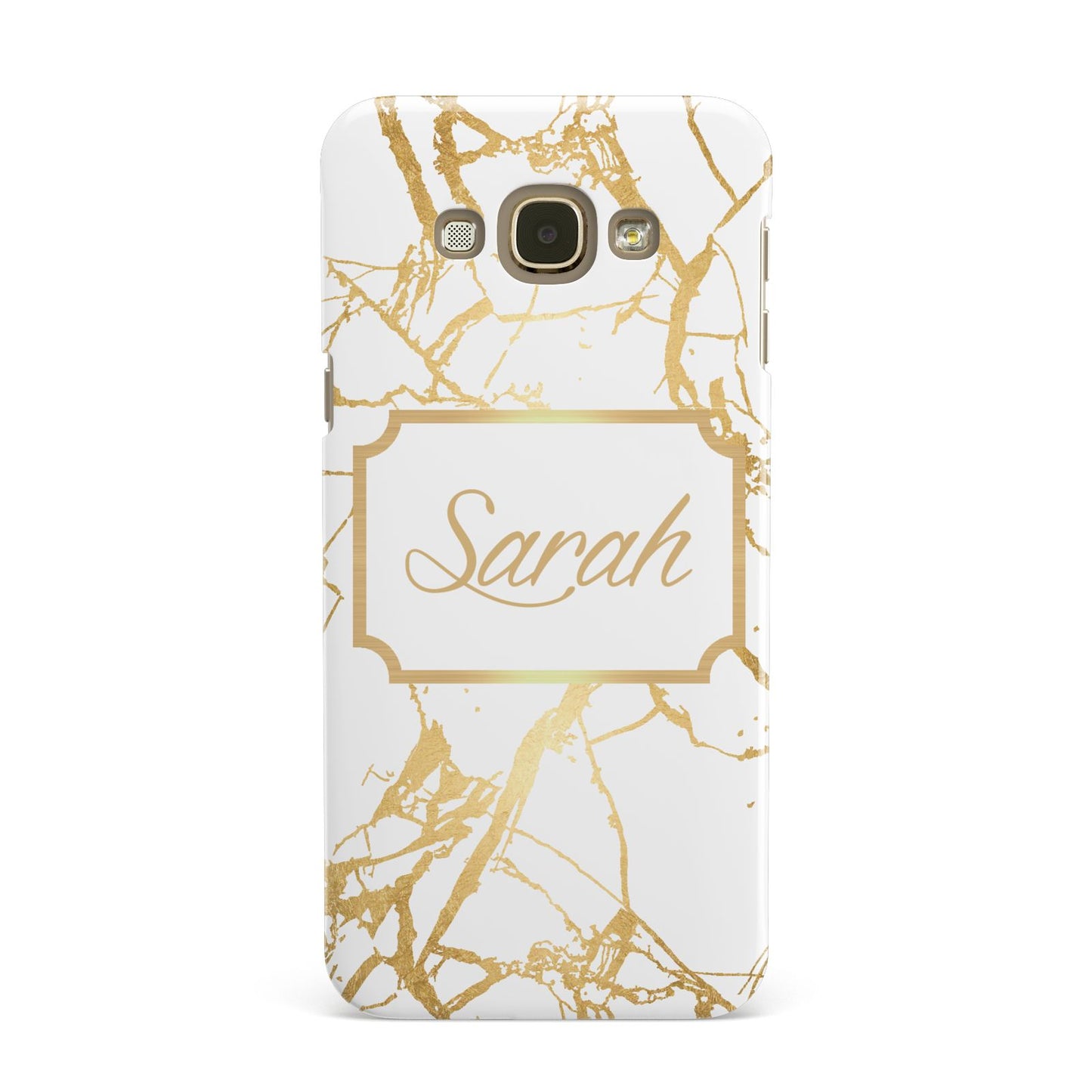 Personalised Gold White Marble Name Samsung Galaxy A8 Case