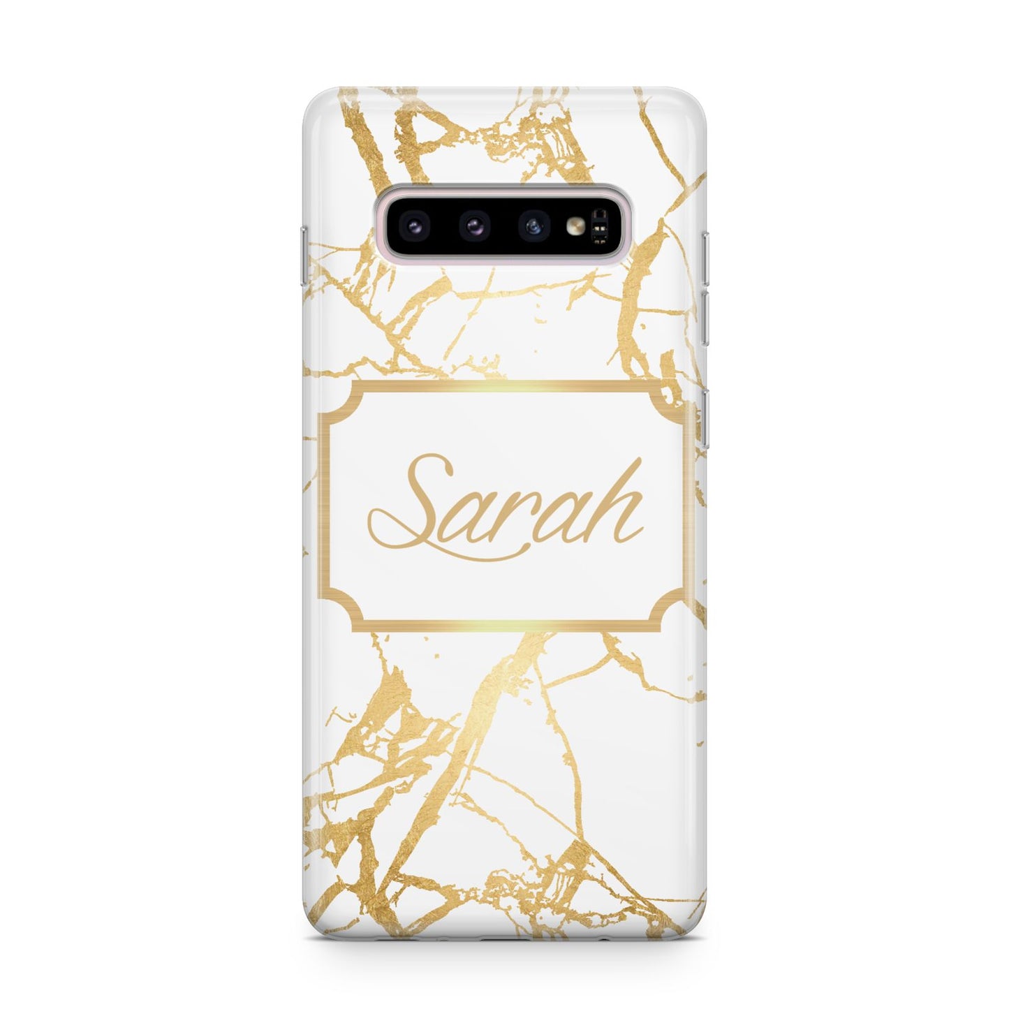 Personalised Gold White Marble Name Samsung Galaxy S10 Plus Case