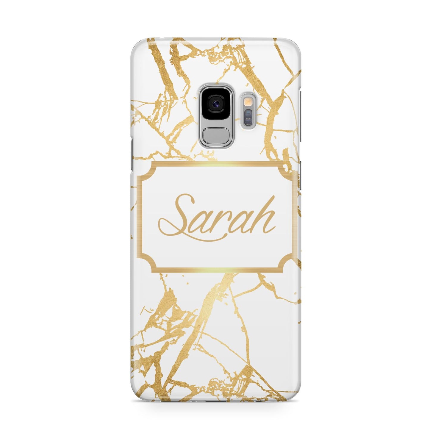 Personalised Gold White Marble Name Samsung Galaxy S9 Case