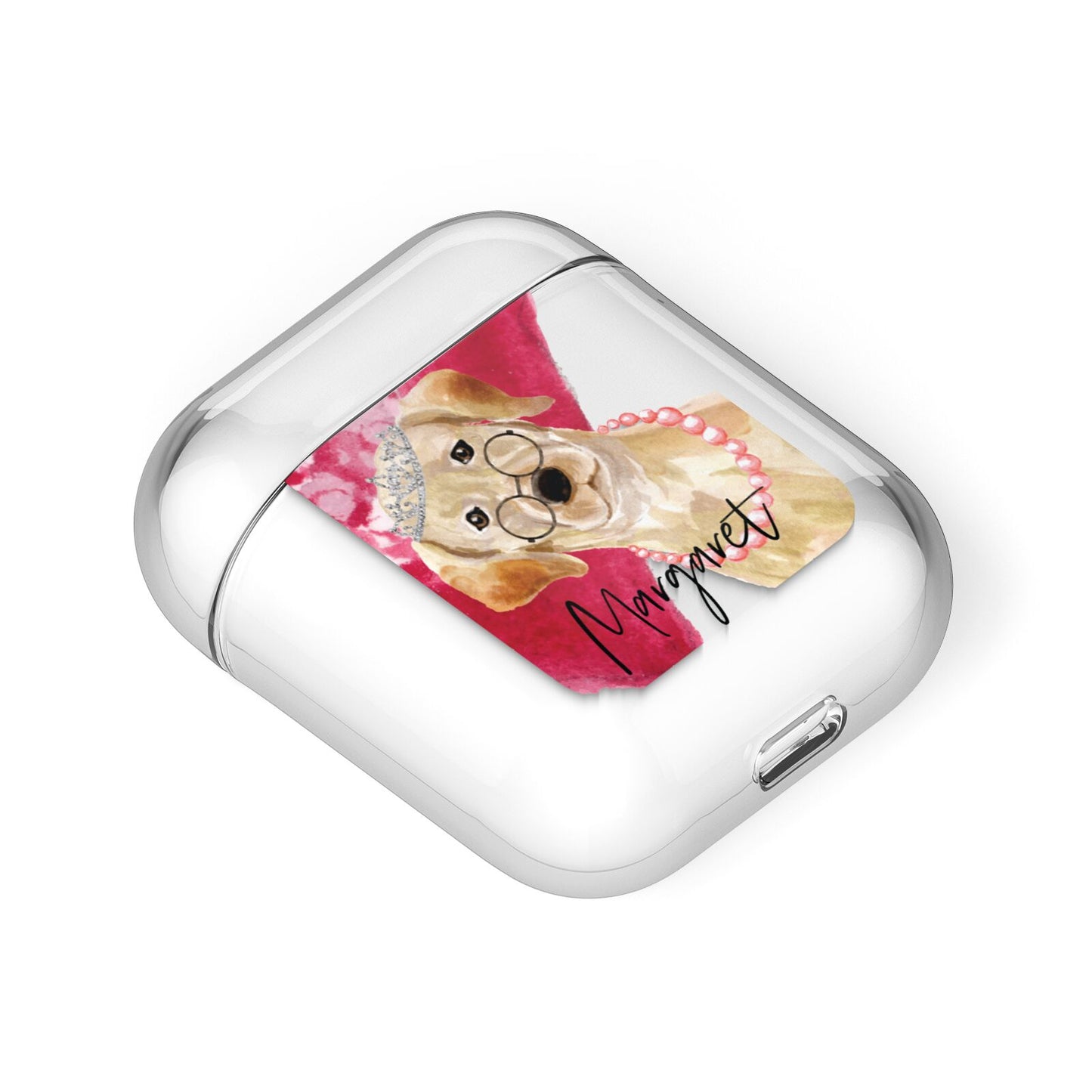 Personalised Golden Labrador AirPods Case Laid Flat