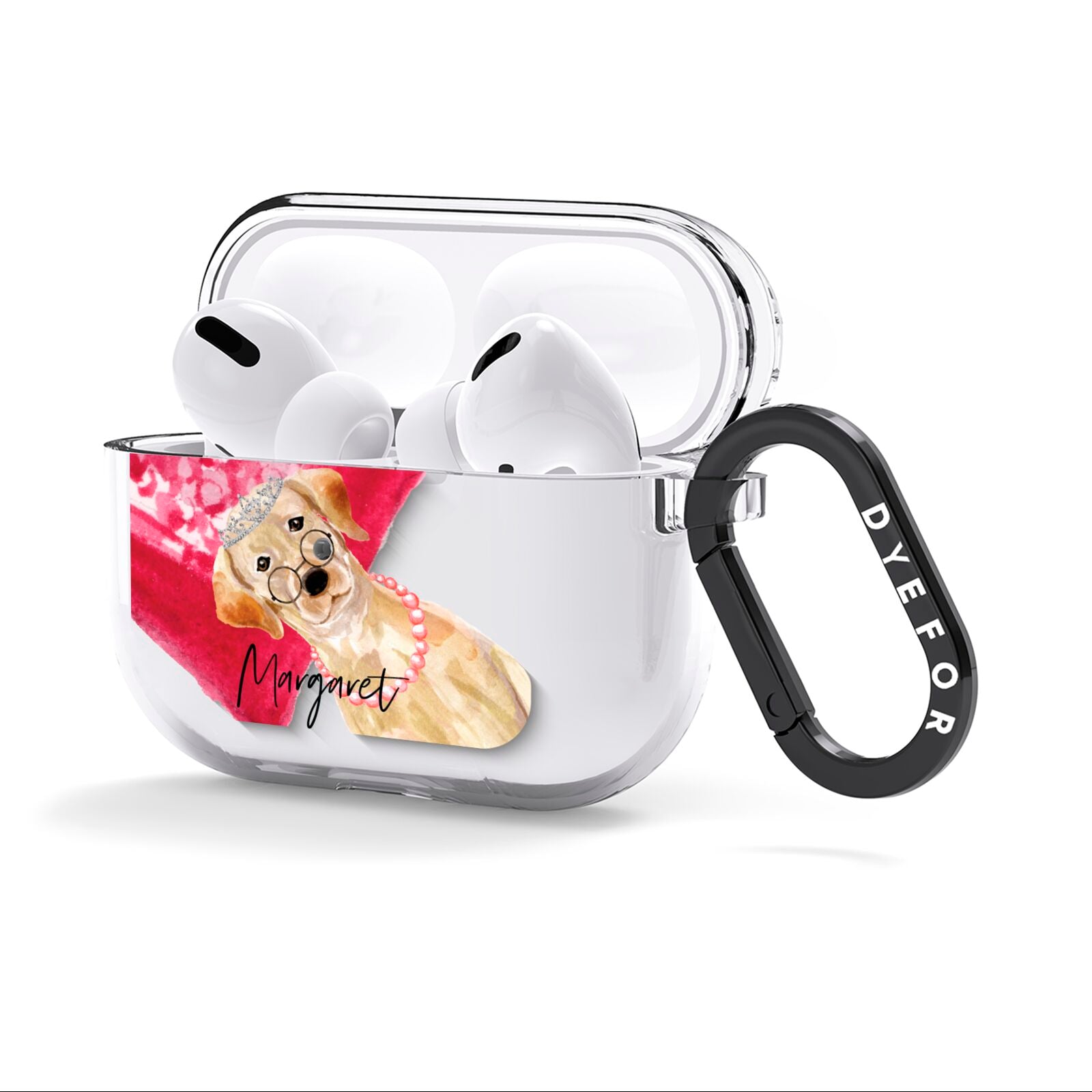 Personalised Golden Labrador AirPods Clear Case 3rd Gen Side Image