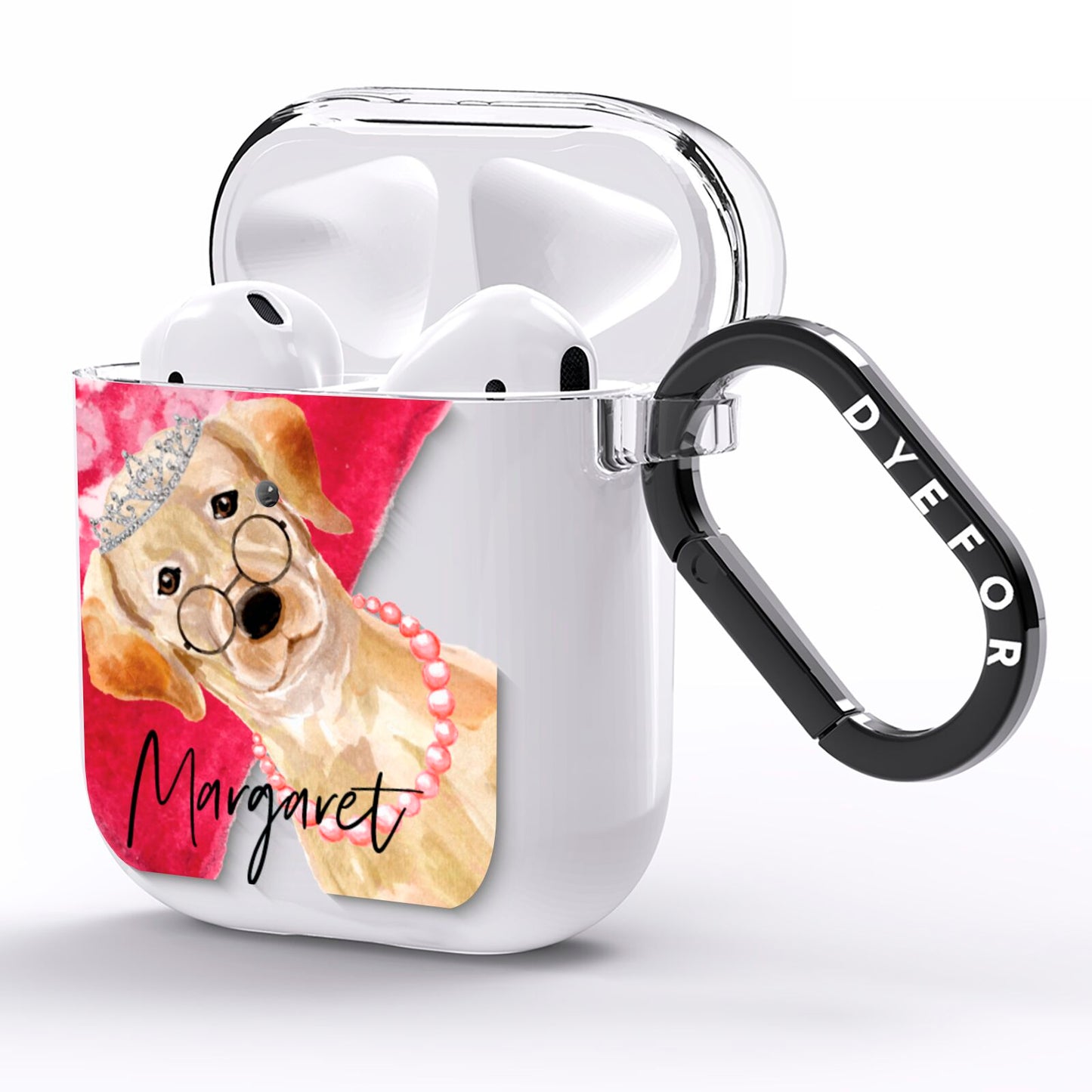 Personalised Golden Labrador AirPods Clear Case Side Image