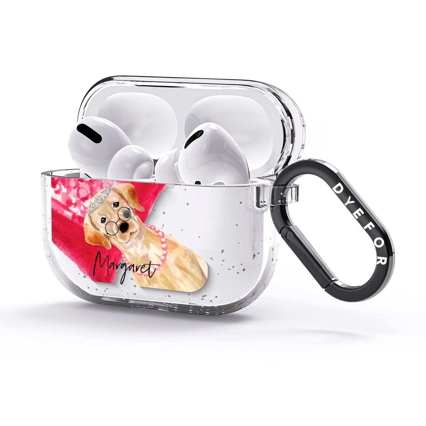 Personalised Golden Labrador AirPods Glitter Case 3rd Gen Side Image