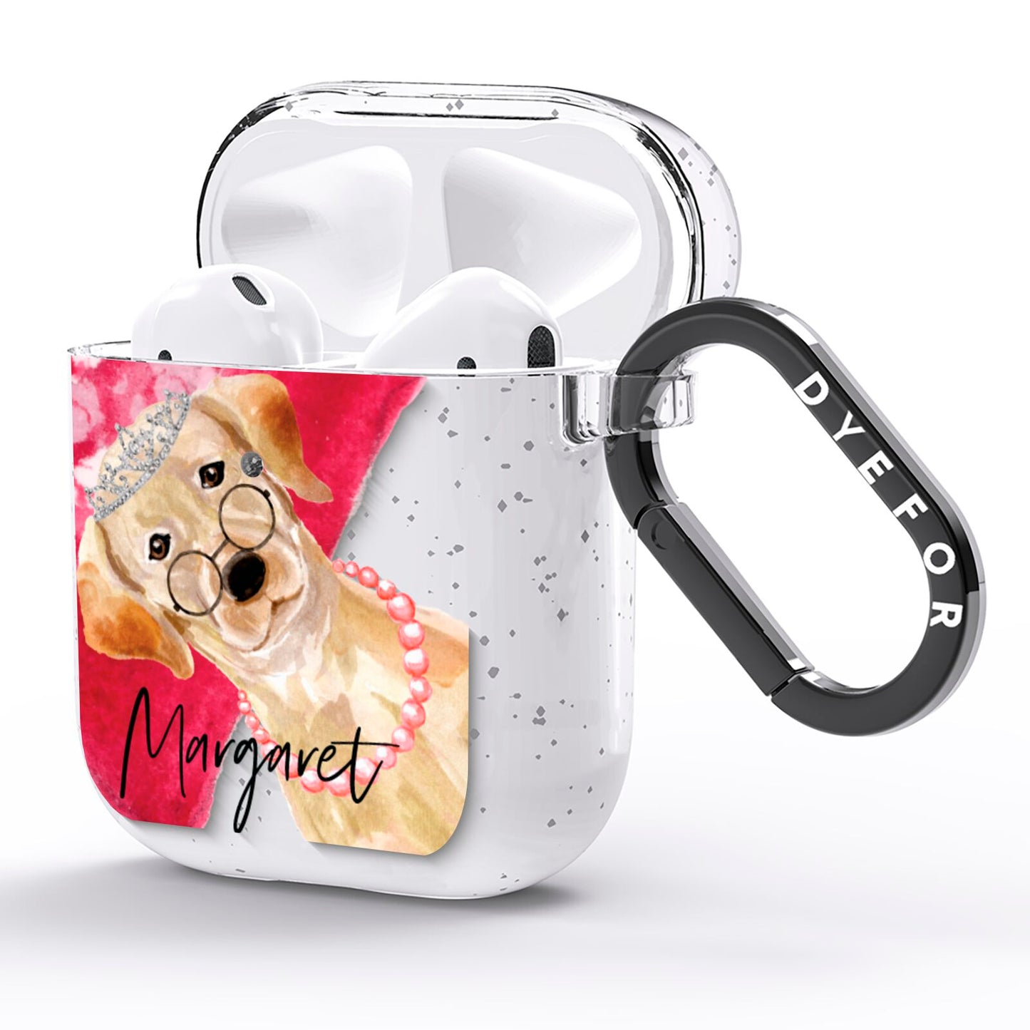 Personalised Golden Labrador AirPods Glitter Case Side Image