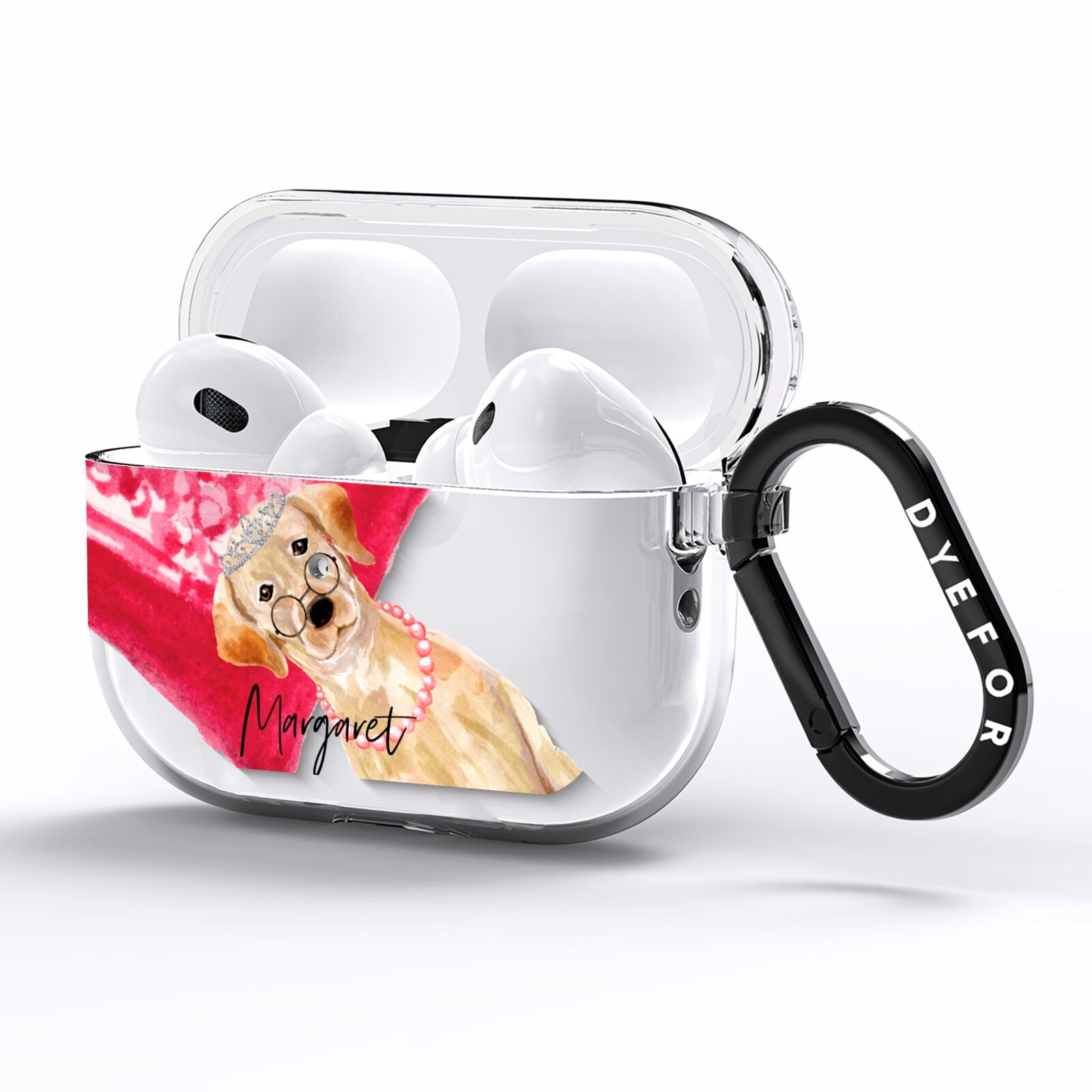 Personalised Golden Labrador AirPods Pro Clear Case Side Image