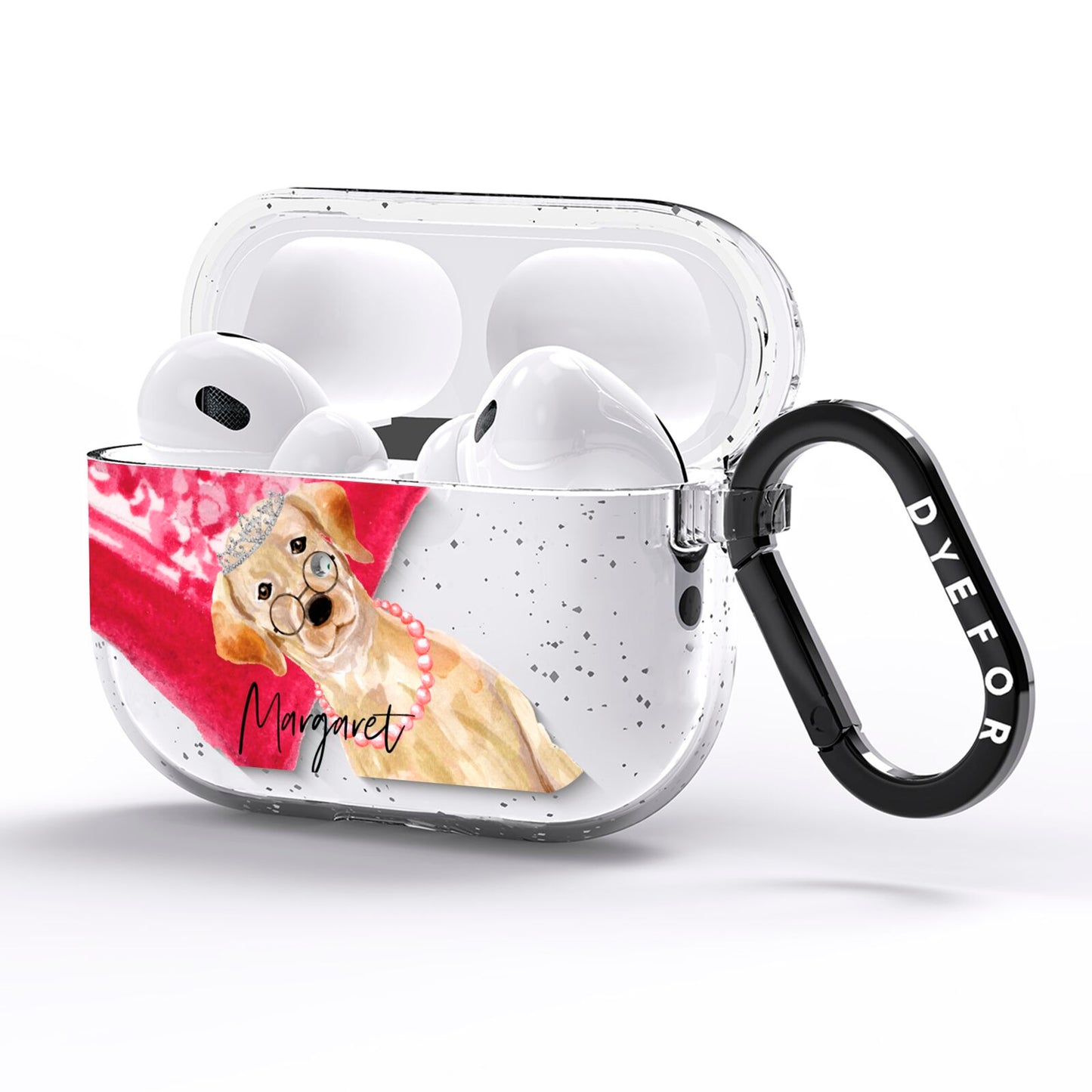 Personalised Golden Labrador AirPods Pro Glitter Case Side Image