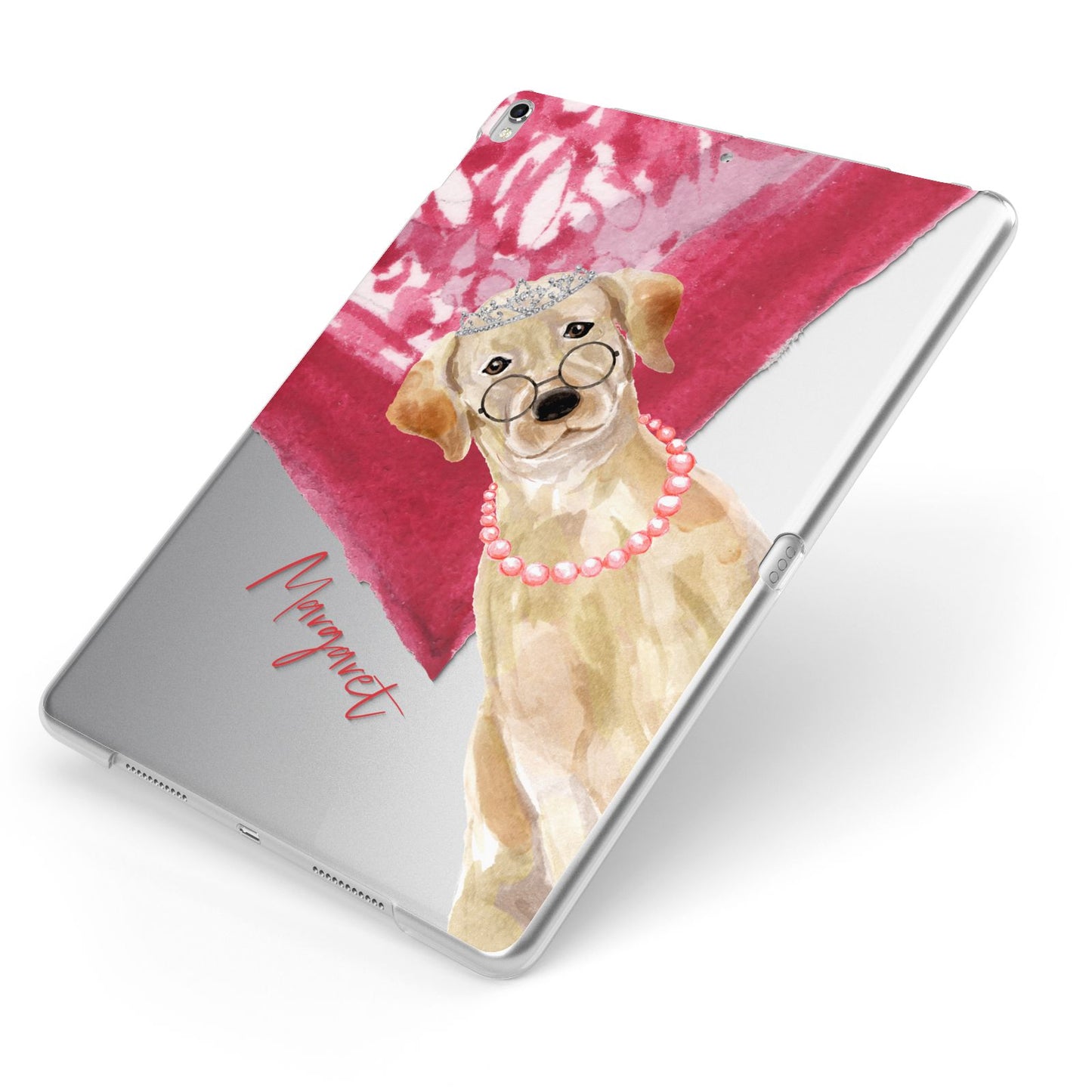 Personalised Golden Labrador Apple iPad Case on Silver iPad Side View