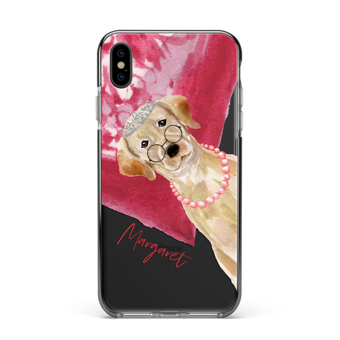 Personalised Golden Labrador Apple iPhone Xs Max Impact Case Black Edge on Black Phone