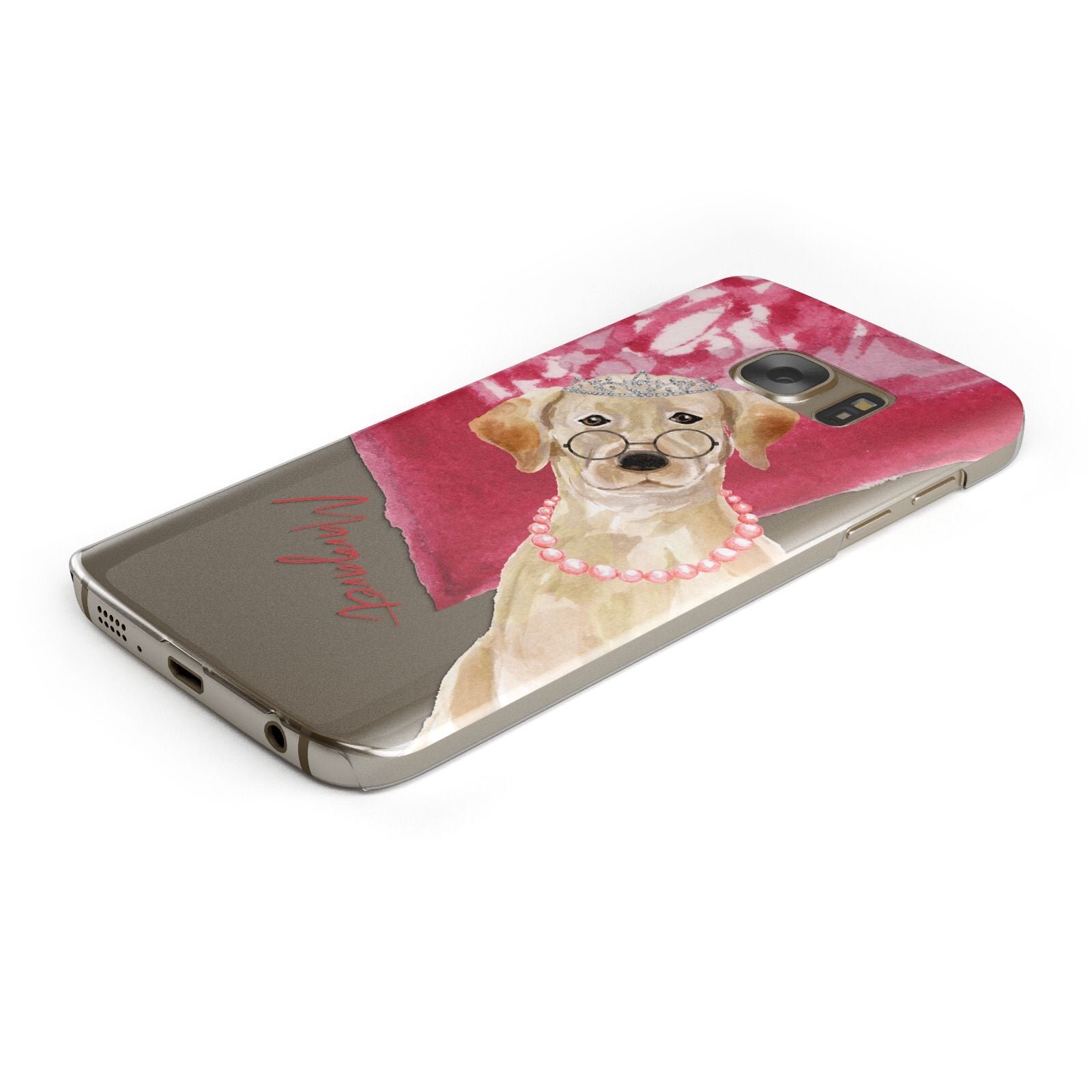 Personalised Golden Labrador Protective Samsung Galaxy Case Angled Image