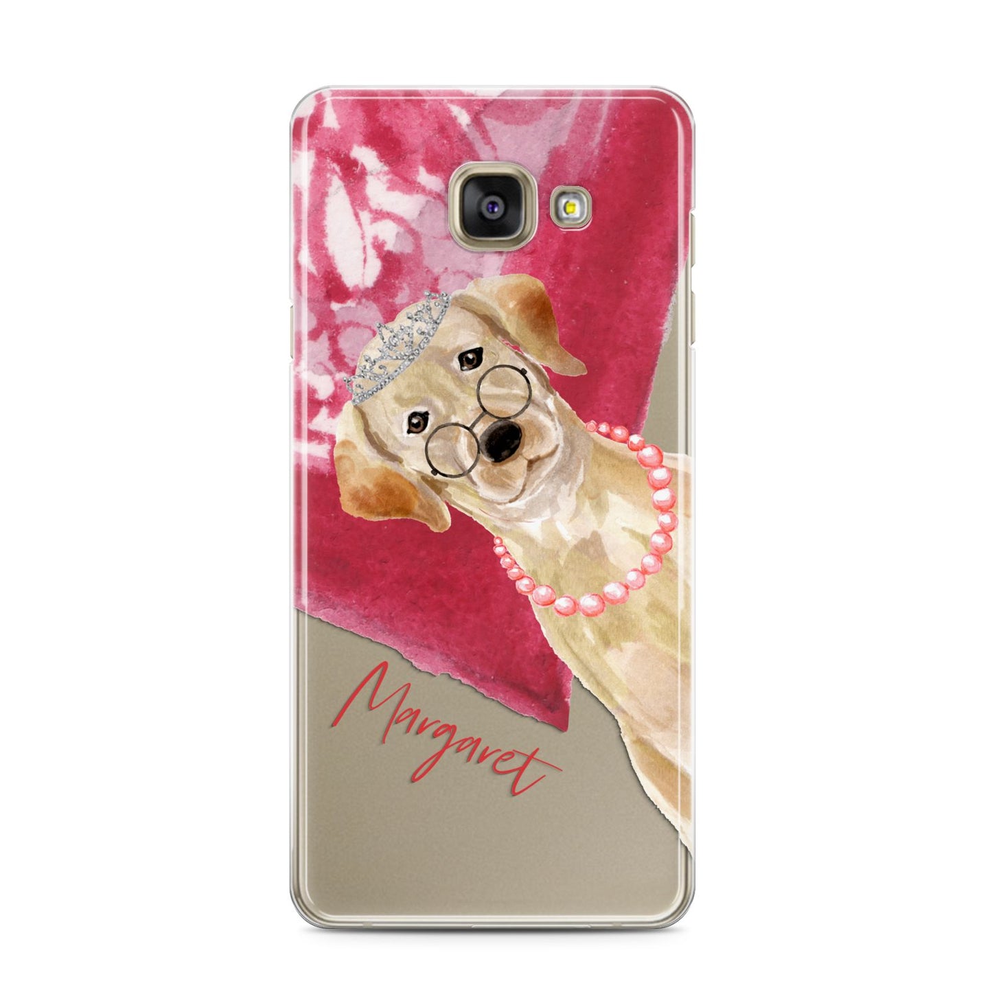 Personalised Golden Labrador Samsung Galaxy A3 2016 Case on gold phone