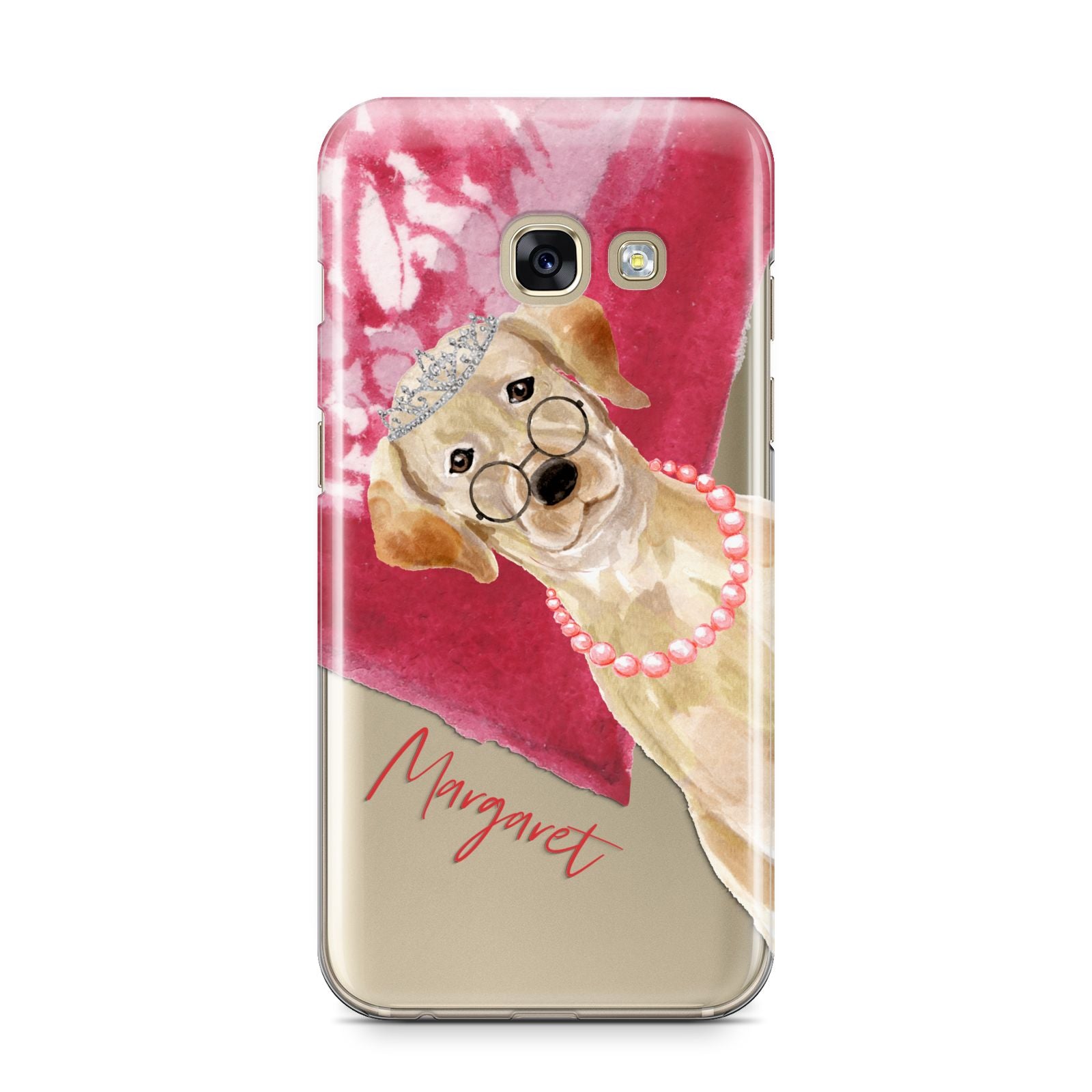 Personalised Golden Labrador Samsung Galaxy A3 2017 Case on gold phone