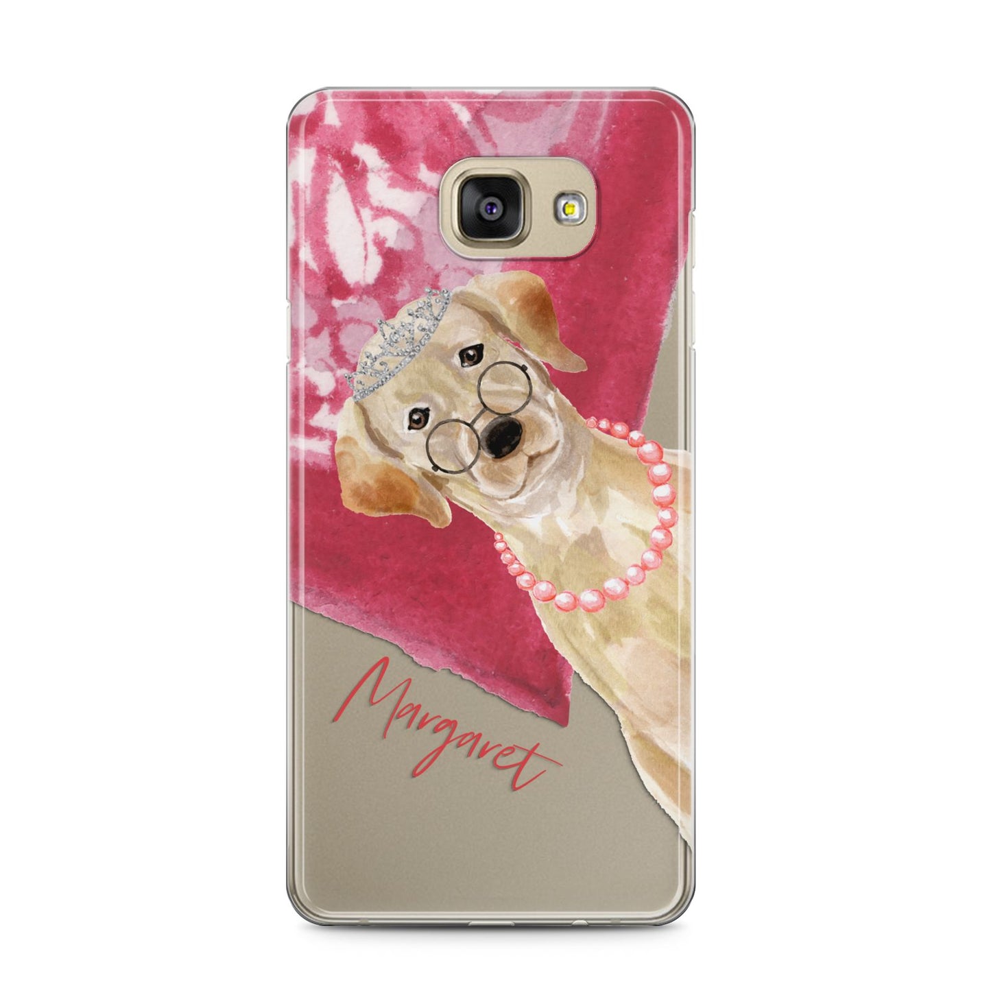 Personalised Golden Labrador Samsung Galaxy A5 2016 Case on gold phone