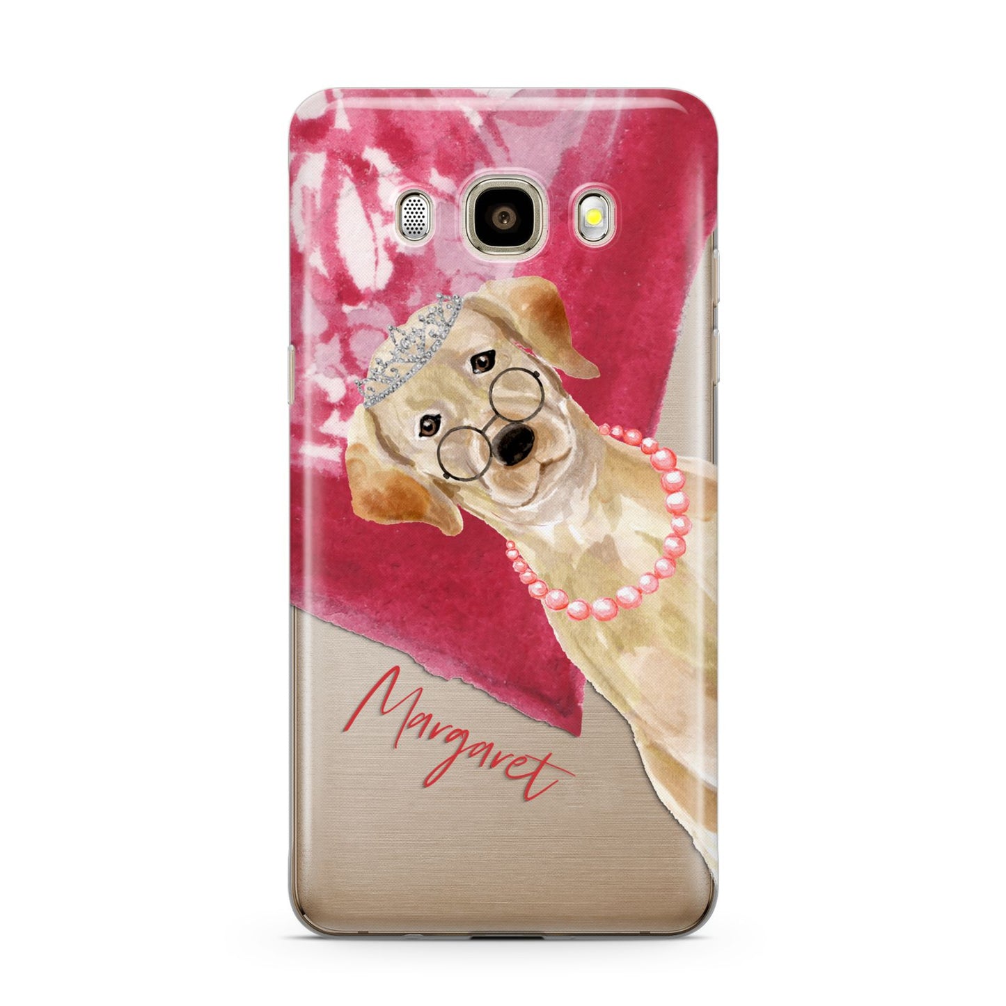 Personalised Golden Labrador Samsung Galaxy J7 2016 Case on gold phone