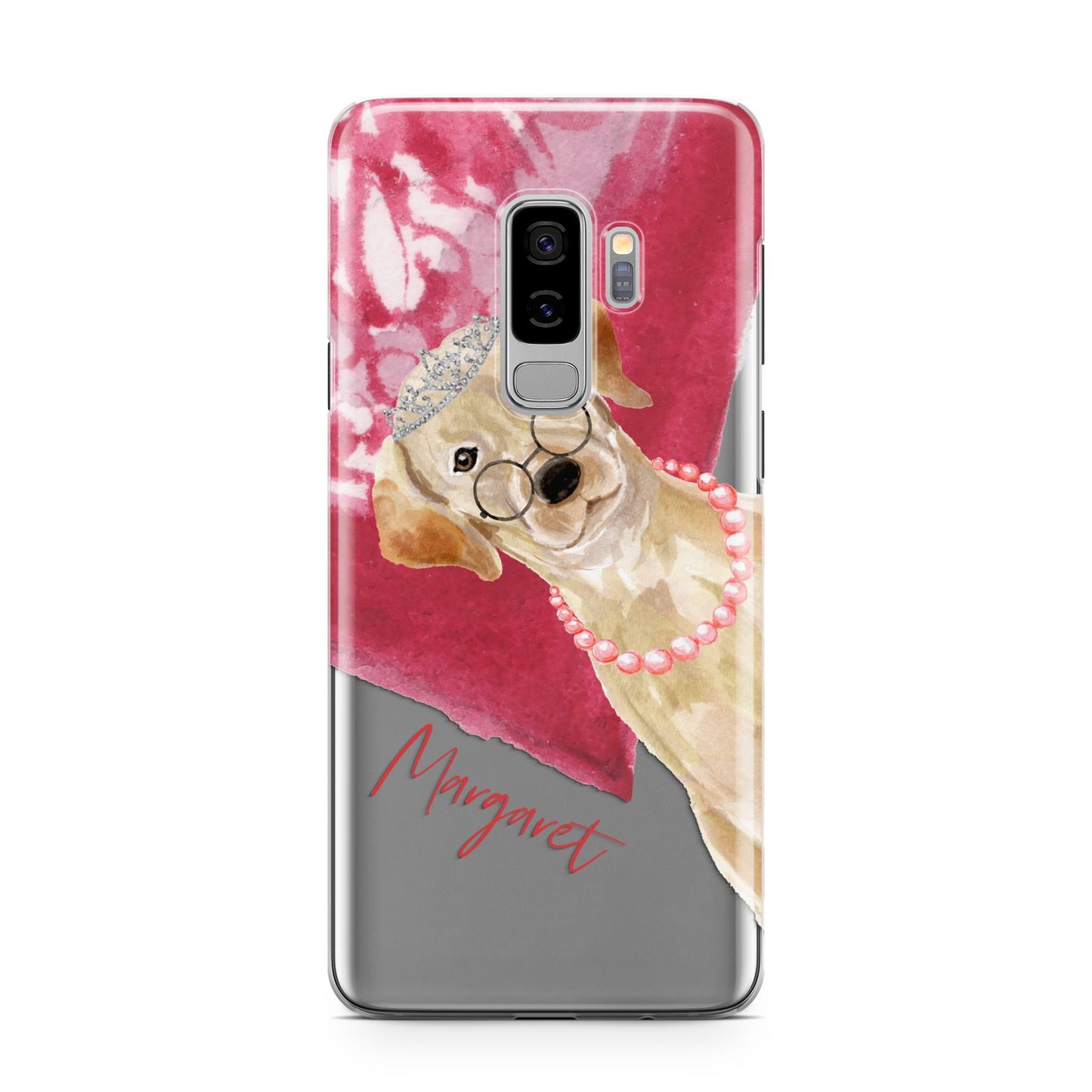 Personalised Golden Labrador Samsung Galaxy S9 Plus Case on Silver phone