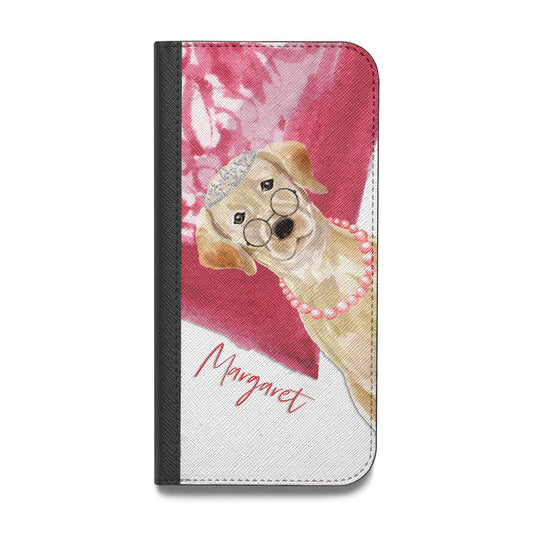 Personalised Golden Labrador Vegan Leather Flip iPhone Case