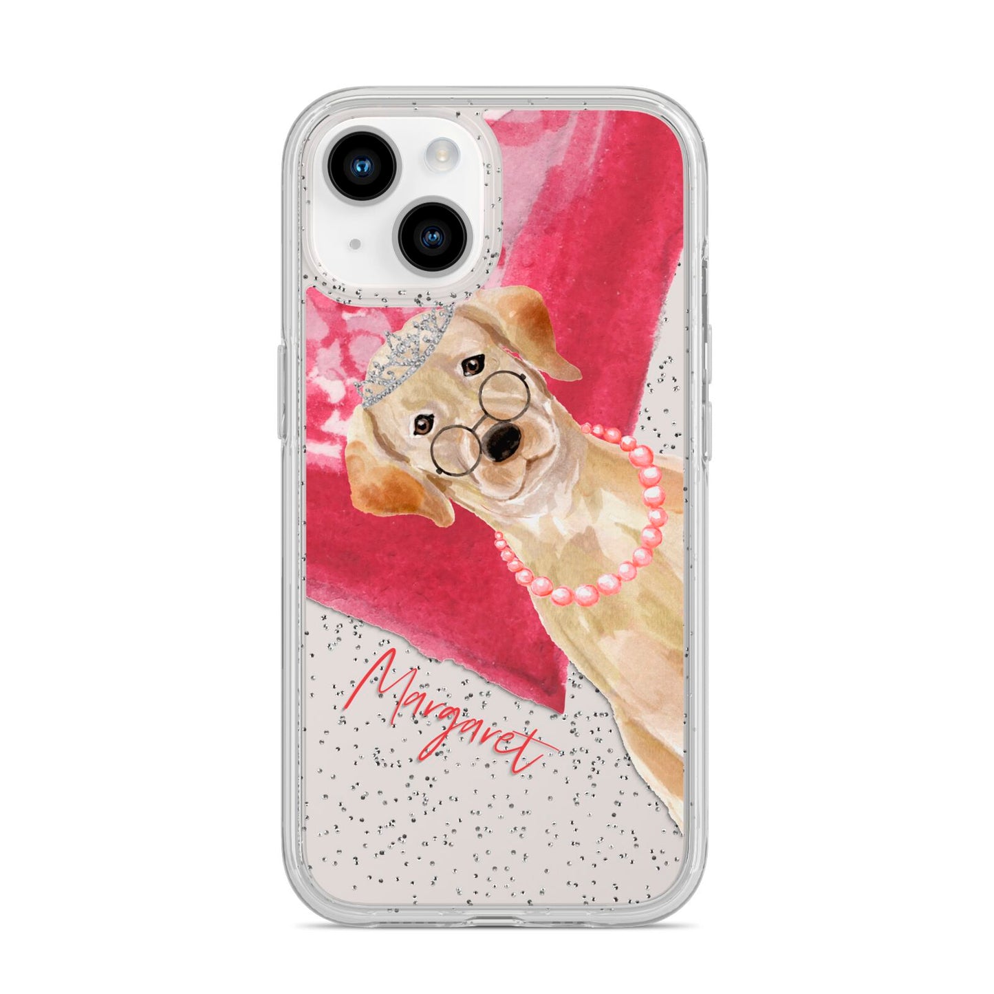 Personalised Golden Labrador iPhone 14 Glitter Tough Case Starlight