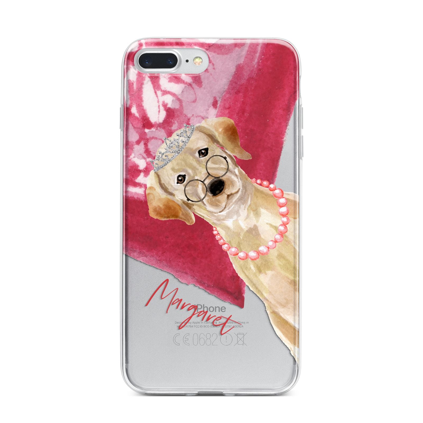 Personalised Golden Labrador iPhone 7 Plus Bumper Case on Silver iPhone