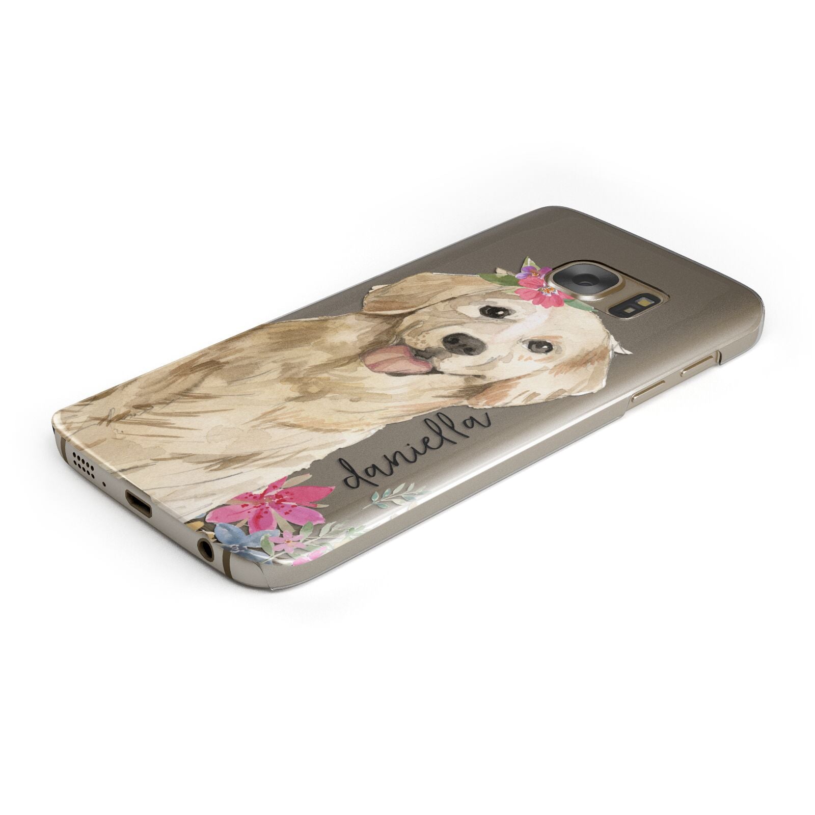 Personalised Golden Retriever Dog Protective Samsung Galaxy Case Angled Image