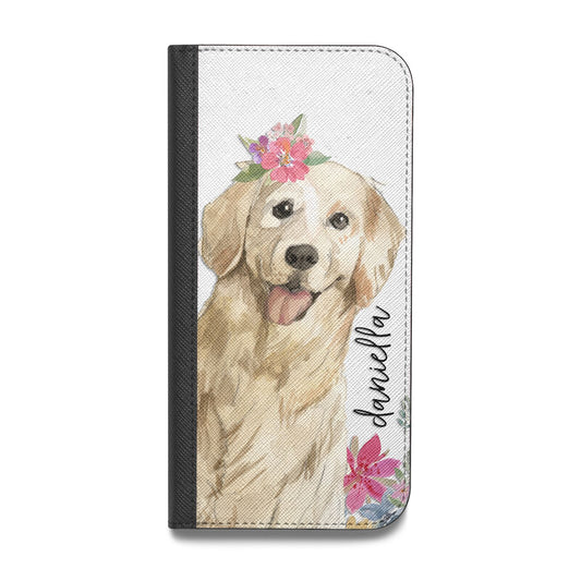 Personalised Golden Retriever Dog Vegan Leather Flip Samsung Case