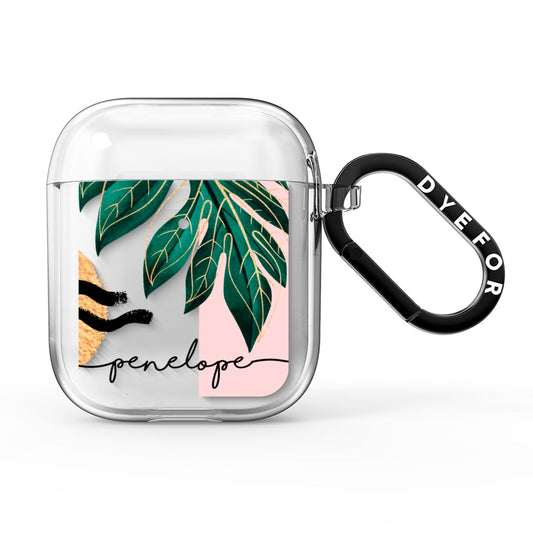 Personalised Golden Tropics AirPods Clear Case