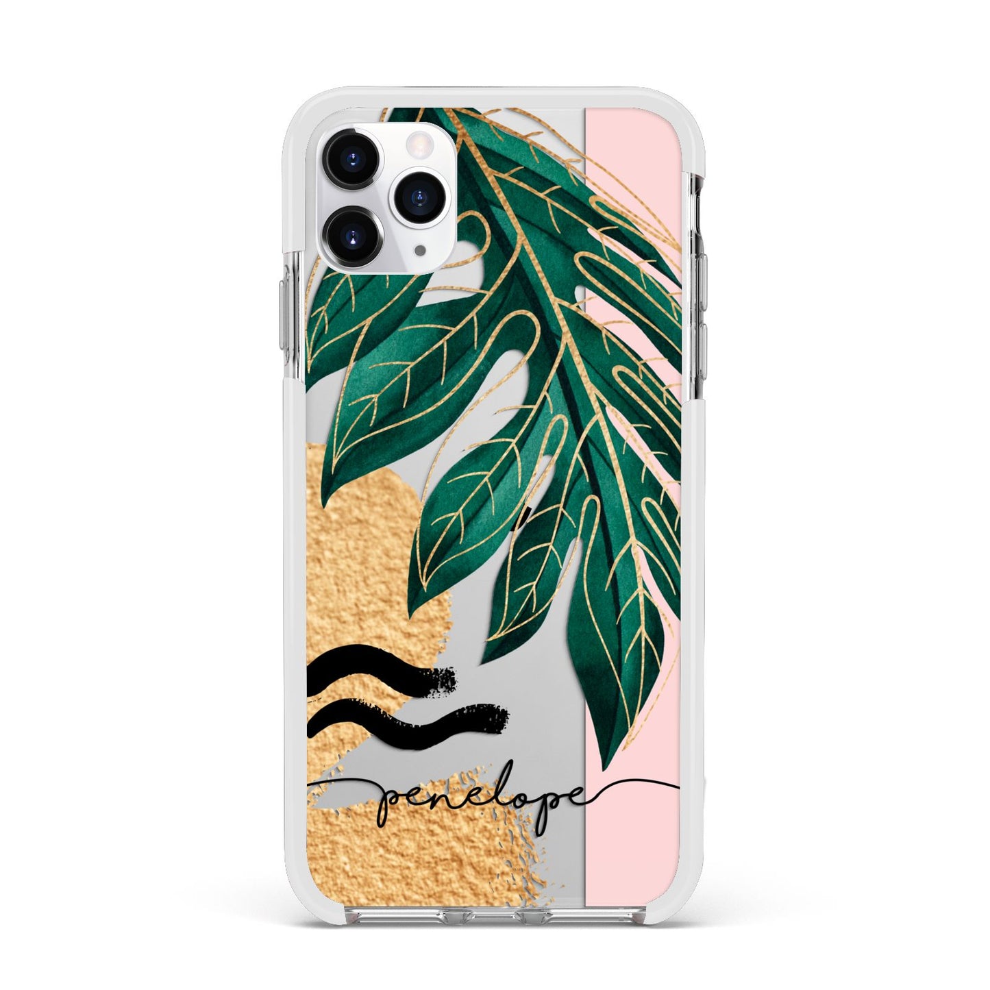 Personalised Golden Tropics Apple iPhone 11 Pro Max in Silver with White Impact Case